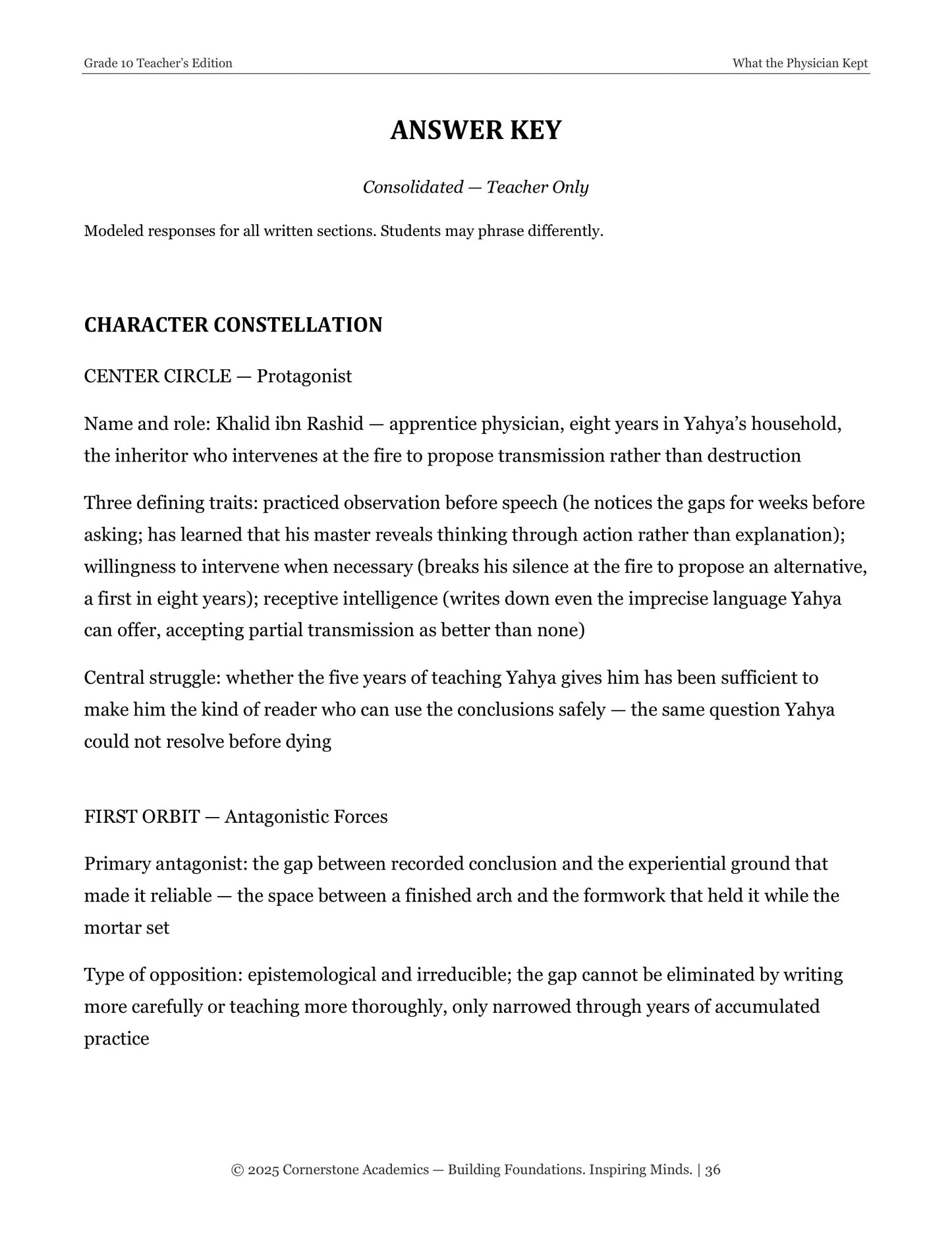 What the Physician Kept | Grade 10 Classical Literature Packet | Cornerstone Academics