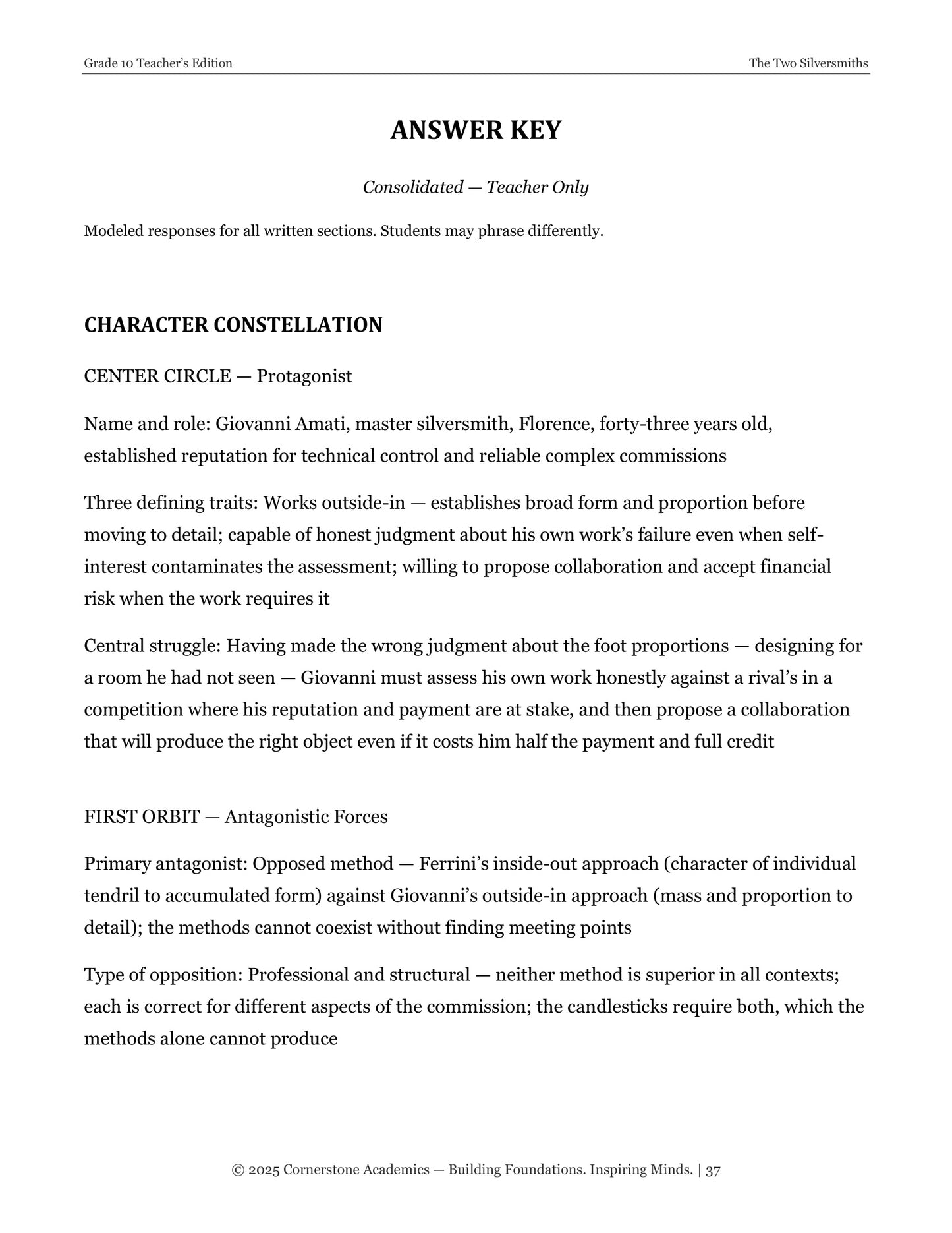 The Two Silversmiths | Grade 10 Classical Literature Packet | Cornerstone Academics