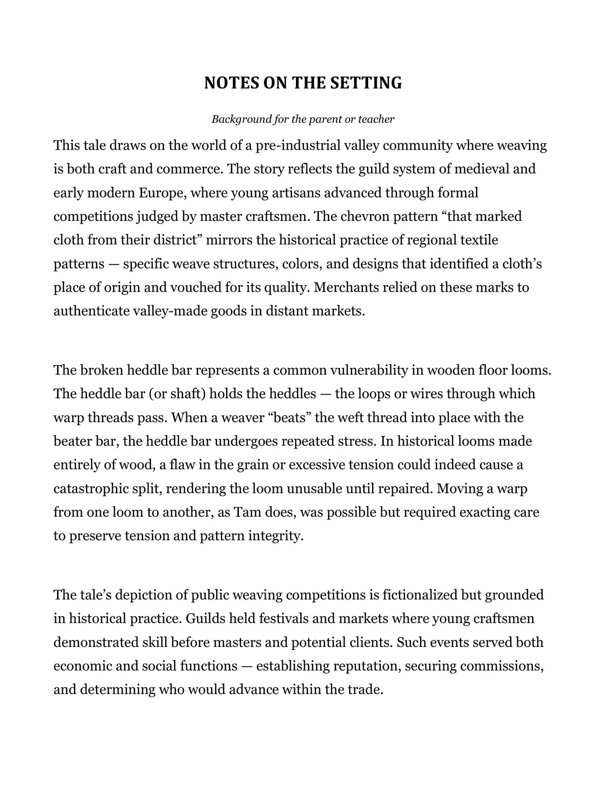 Sample page 4 from The Weaver's Trust and Other Fairy Tales, Grade 4 literature packet