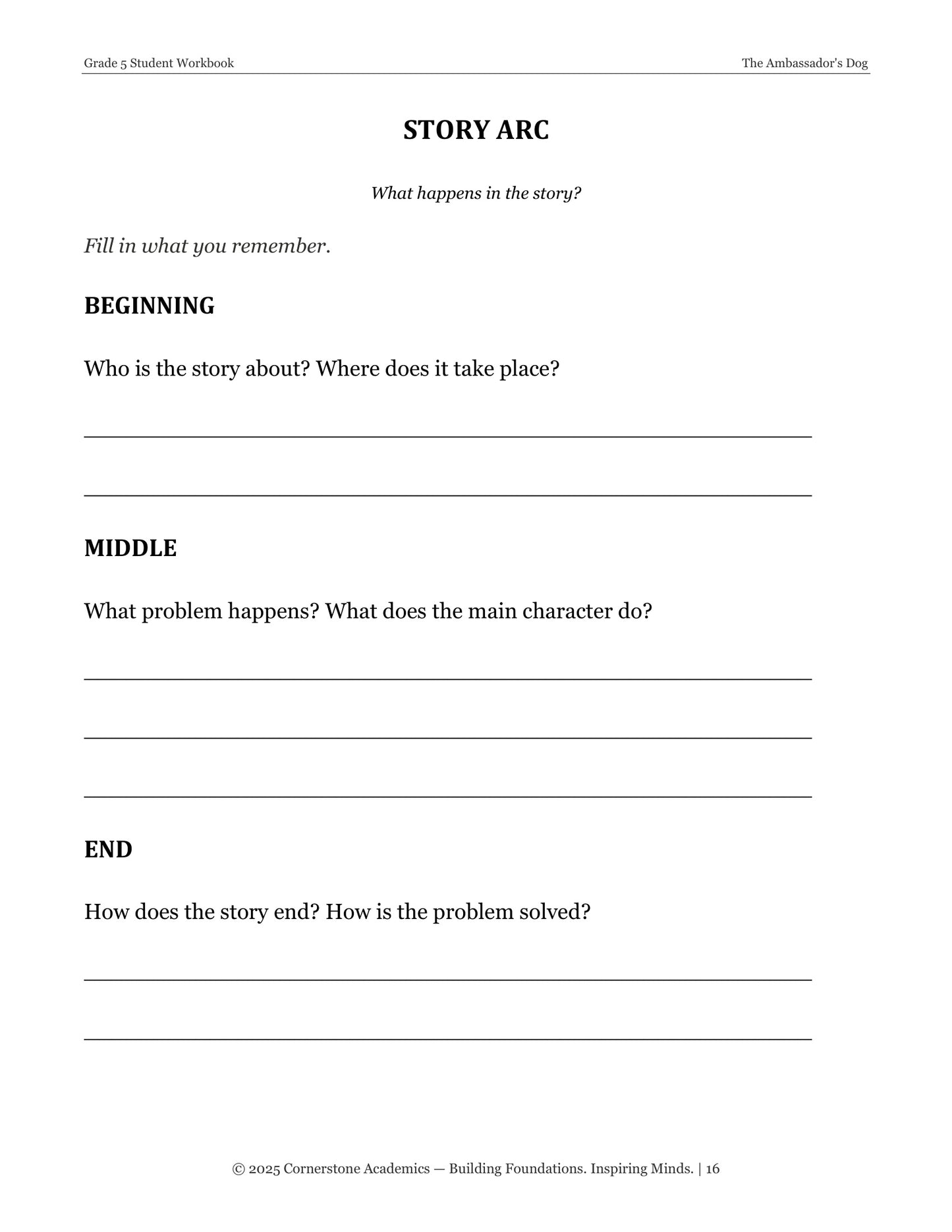 The Ambassador's Dog | Grade 5 Classical Literature Packet | Cornerstone Academics