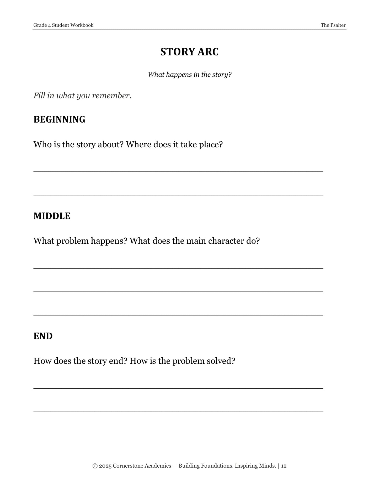 The Psalter | Grade 4 Classical Literature Packet | Cornerstone Academics