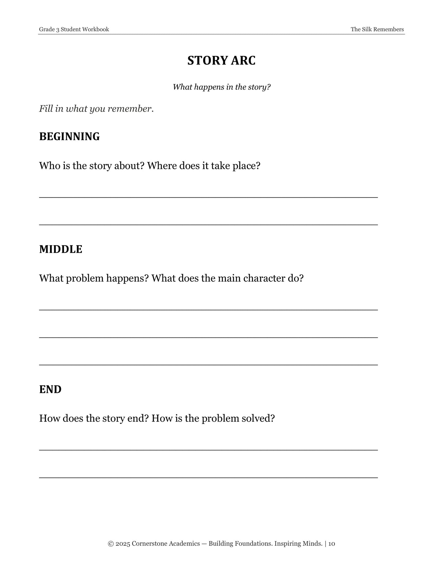 The Silk Remembers | Grade 3 Classical Literature Packet | Cornerstone Academics
