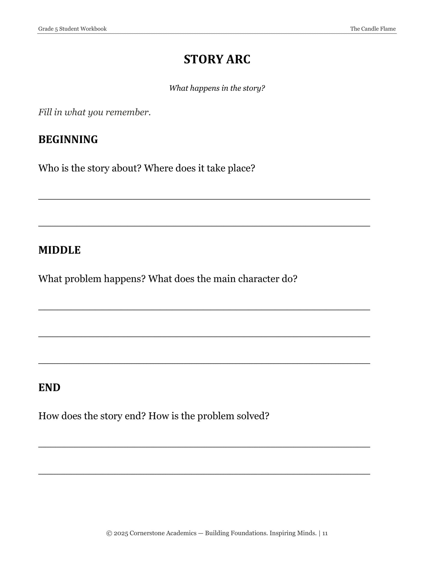 The Candle Flame | Grade 5 Classical Literature Packet | Cornerstone Academics