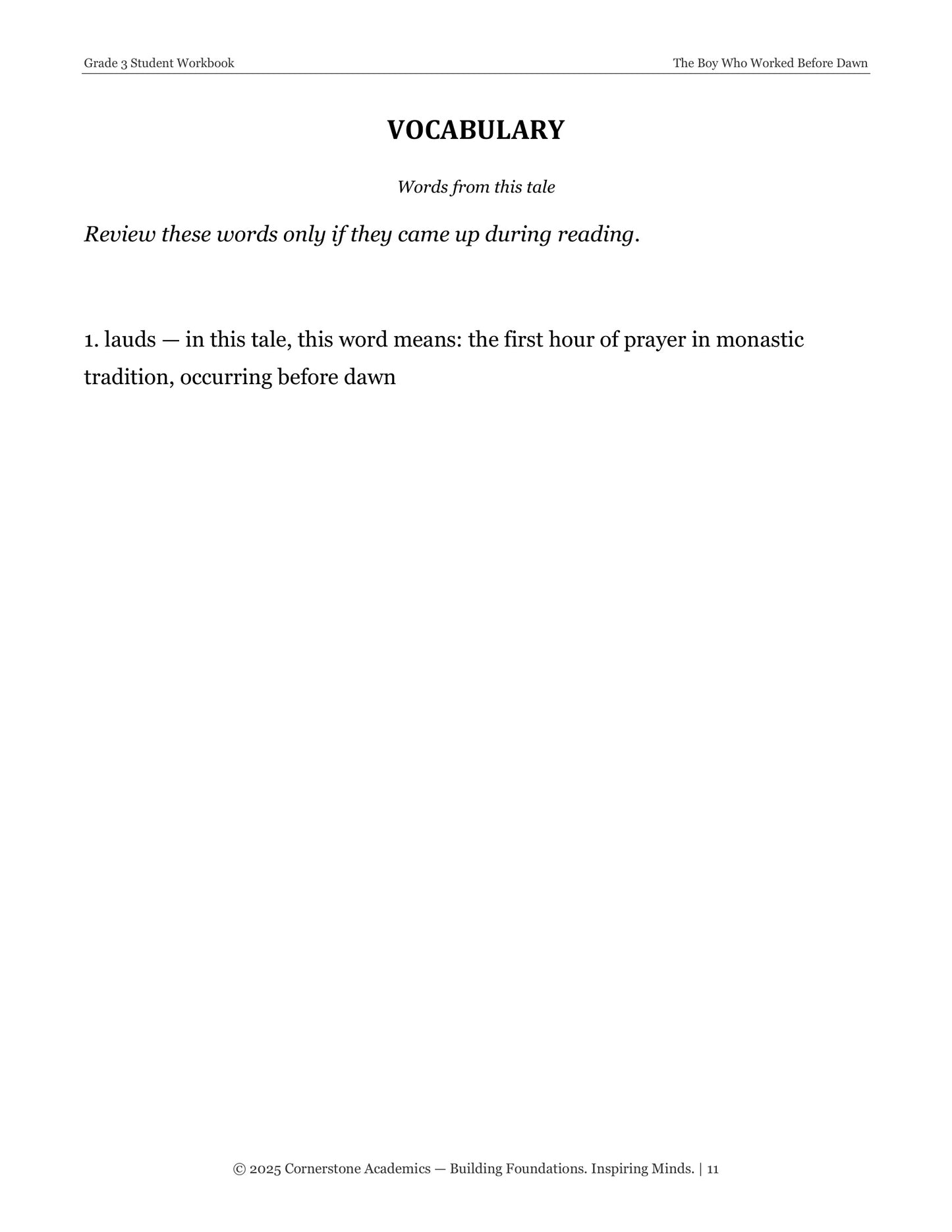 The Boy Who Worked Before Dawn and Other Fairy Tales | Grade 3 Classical Literature Packet | Cornerstone Academics