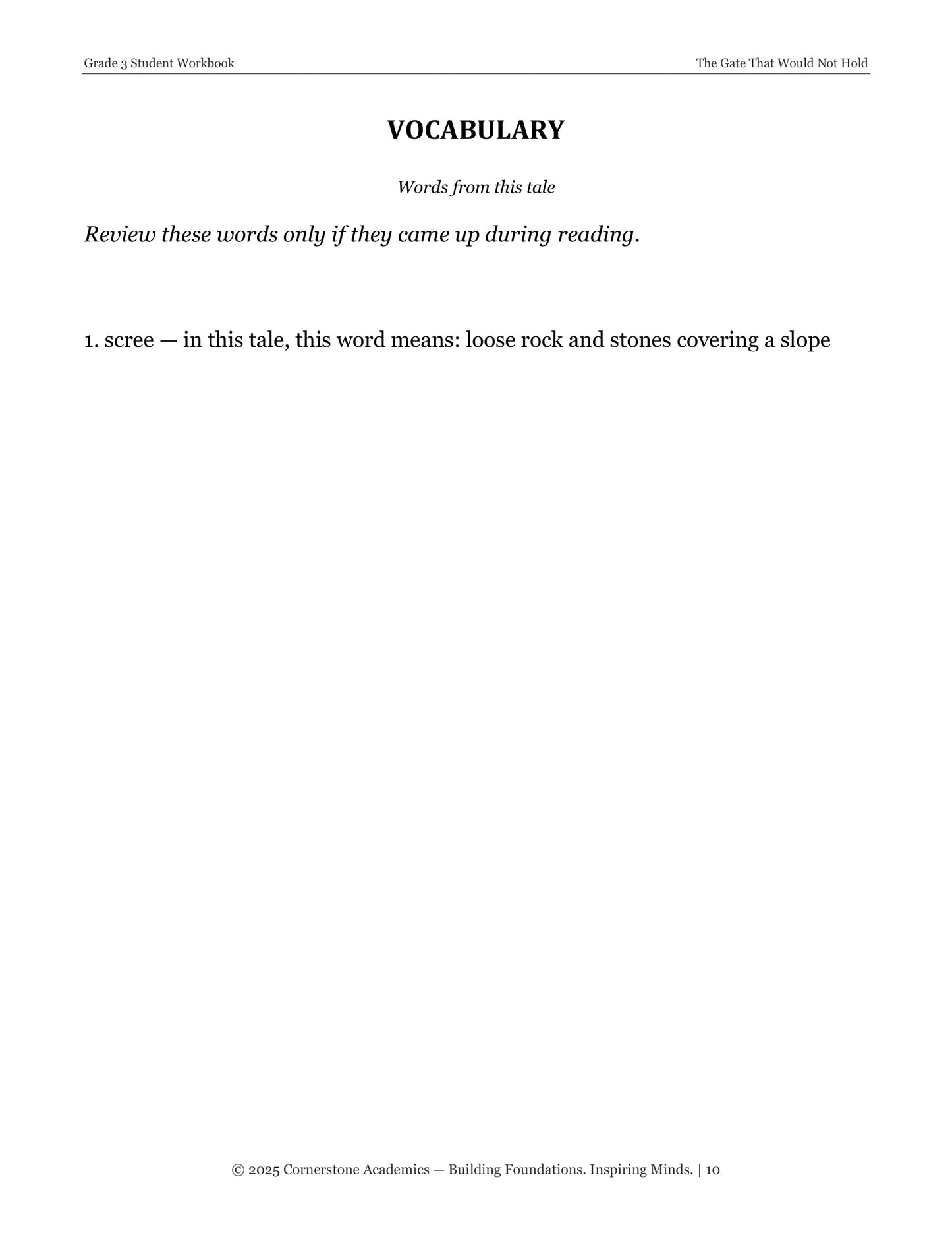 The Gate That Would Not Hold and Other Fairy Tales | Grade 3 Classical Literature Packet | Cornerstone Academics