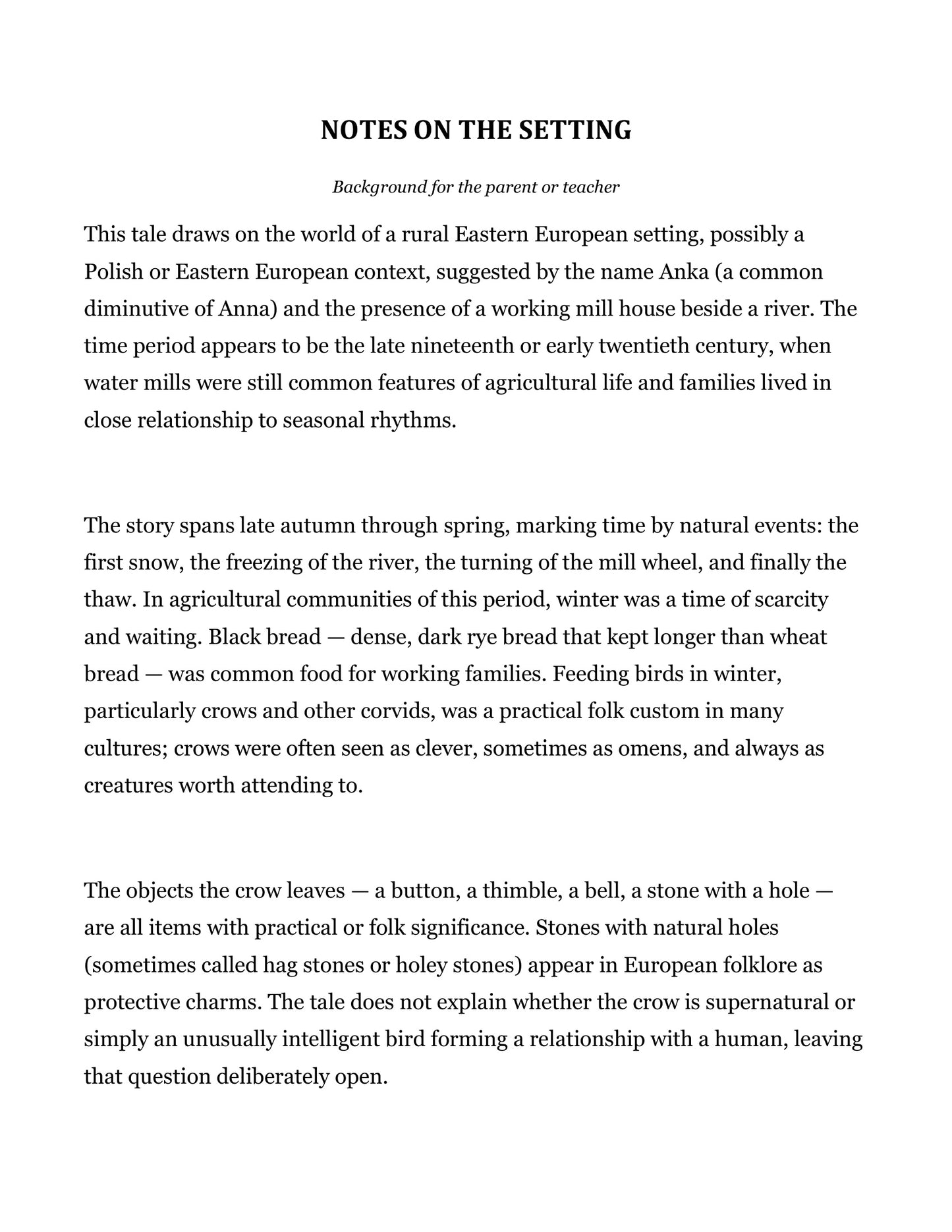The Crow's Winter and Other Fairy Tales | Grade 3 Classical Literature Packet | Cornerstone Academics