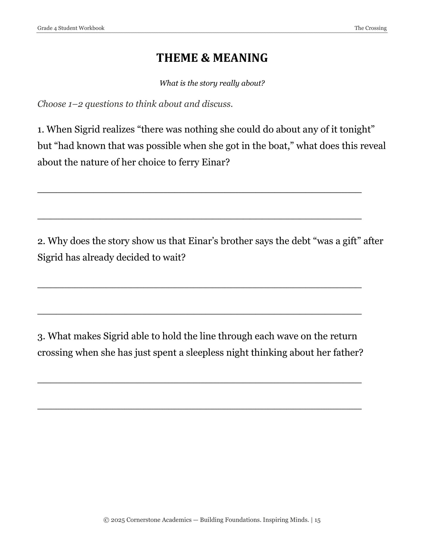 The Crossing | Grade 4 Classical Literature Packet | Cornerstone Academics