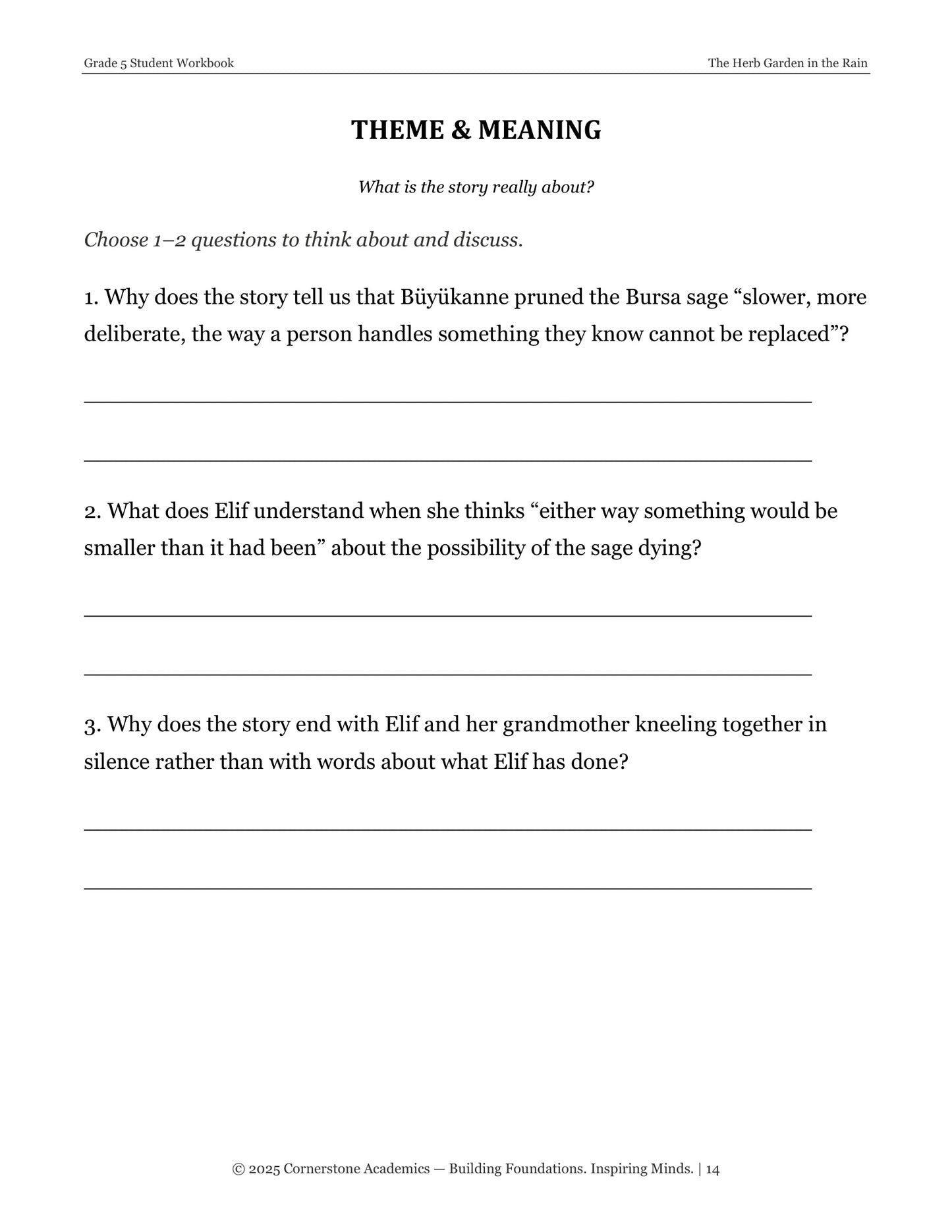 The Herb Garden in the Rain | Grade 5 Classical Literature Packet | Cornerstone Academics