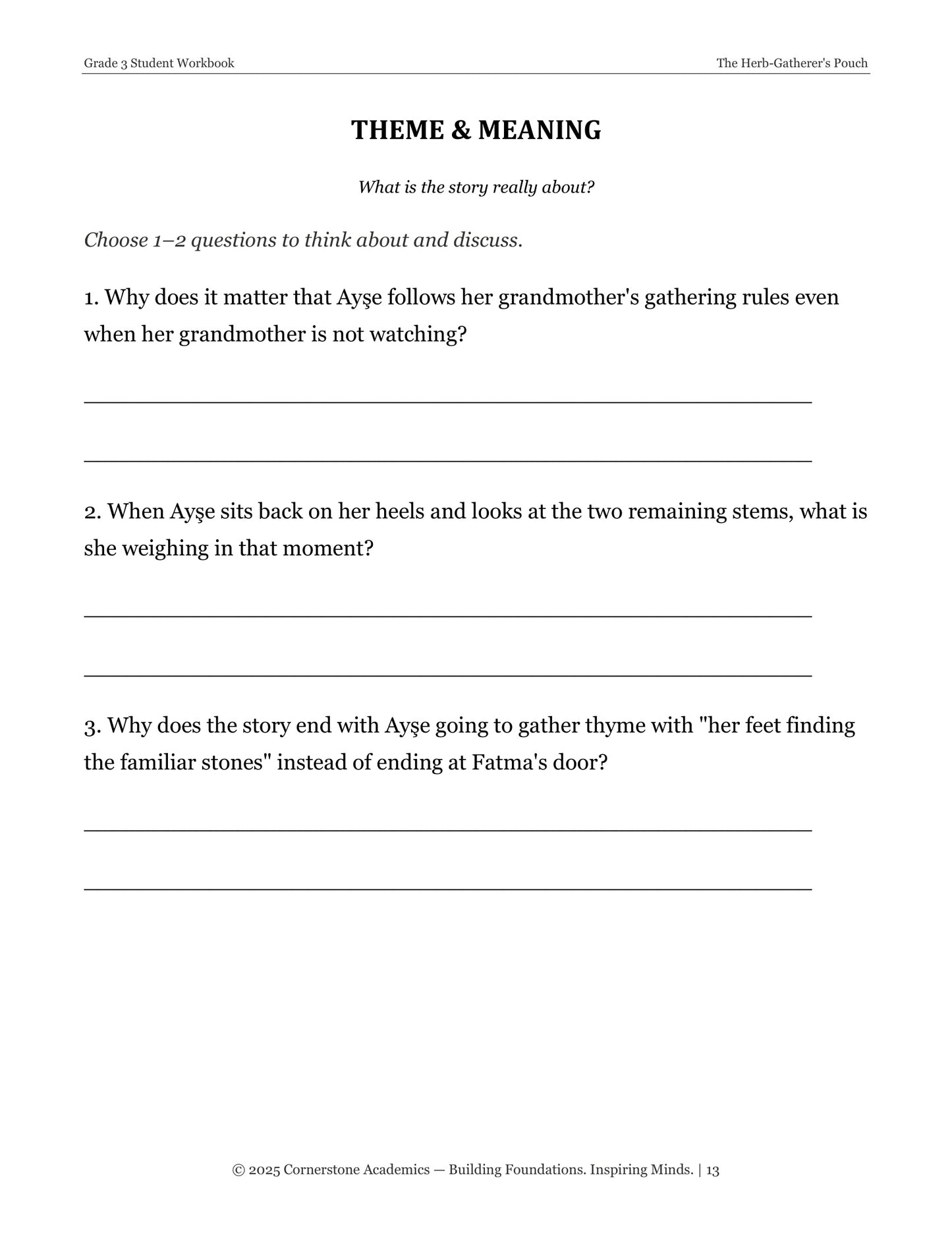 The Herb-Gatherer's Pouch | Grade 3 Classical Literature Packet | Cornerstone Academics