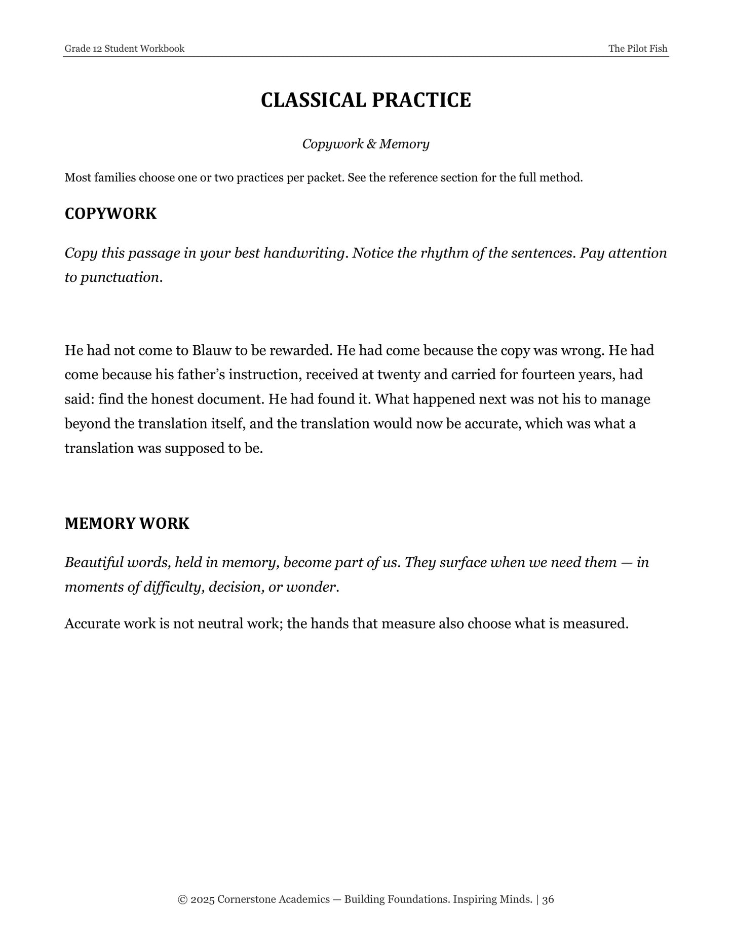 The Pilot Fish | Grade 12 Classical Literature Packet | Cornerstone Academics