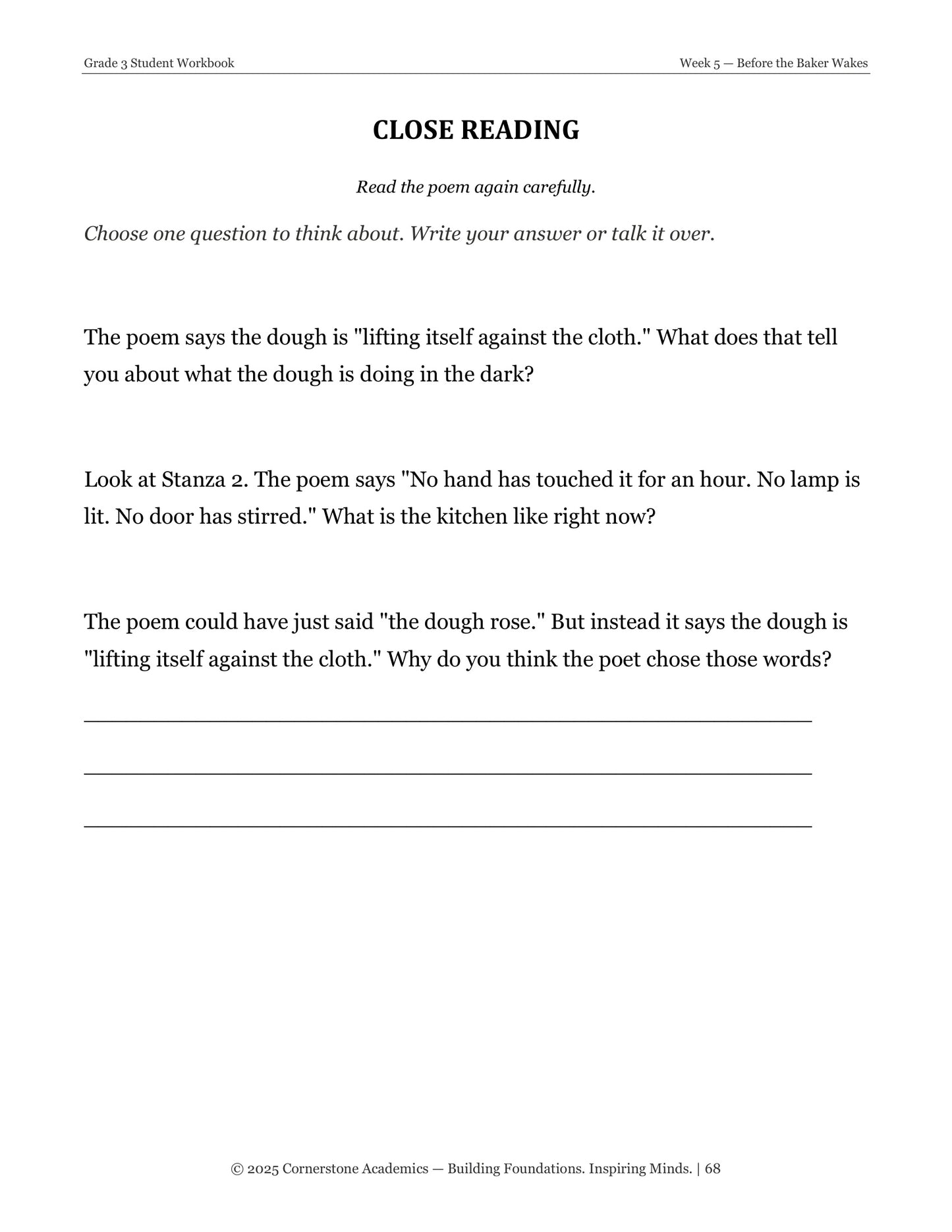 Vanguard Literature Grade 3 — Poetry Companion Student Workbook | Cornerstone Academics