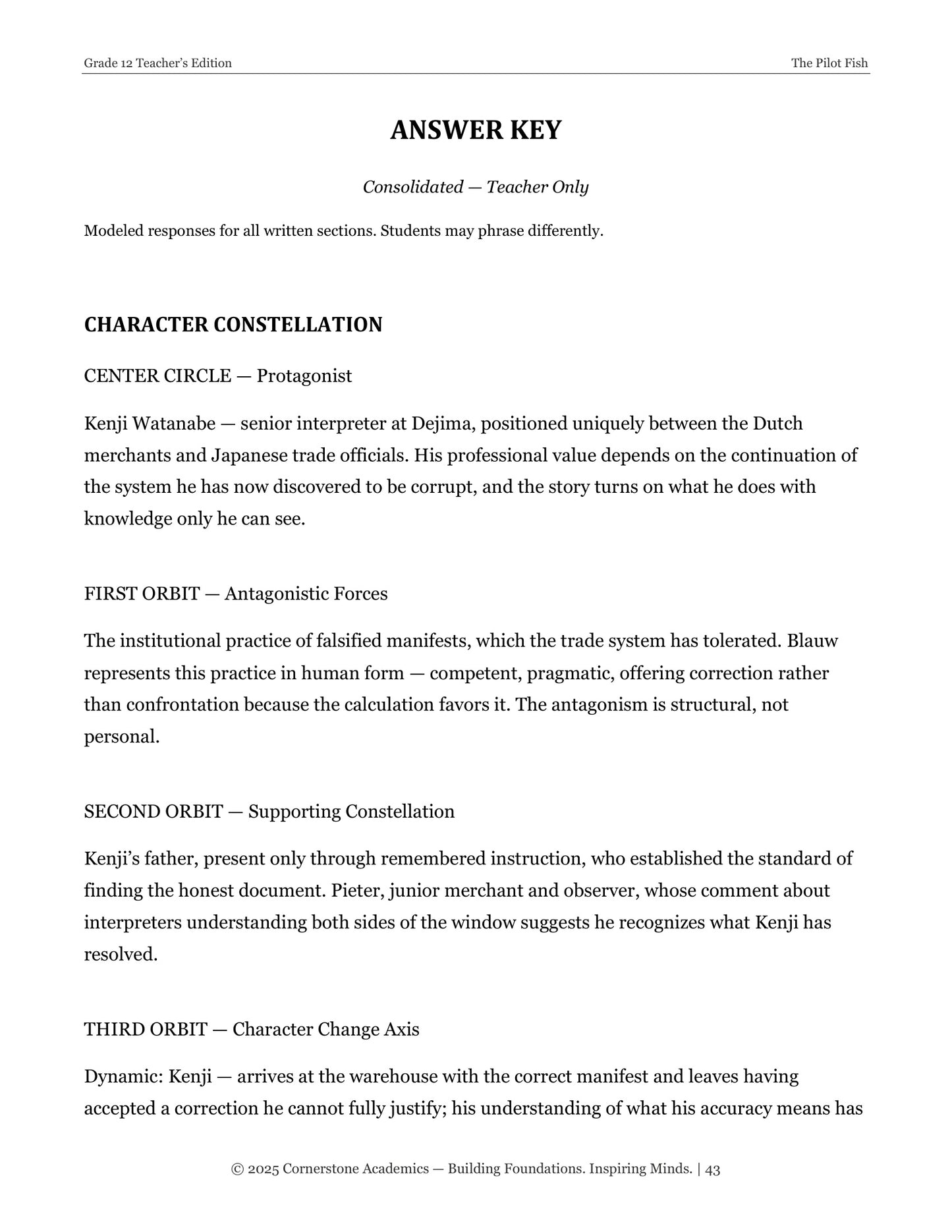 The Pilot Fish | Grade 12 Classical Literature Packet | Cornerstone Academics