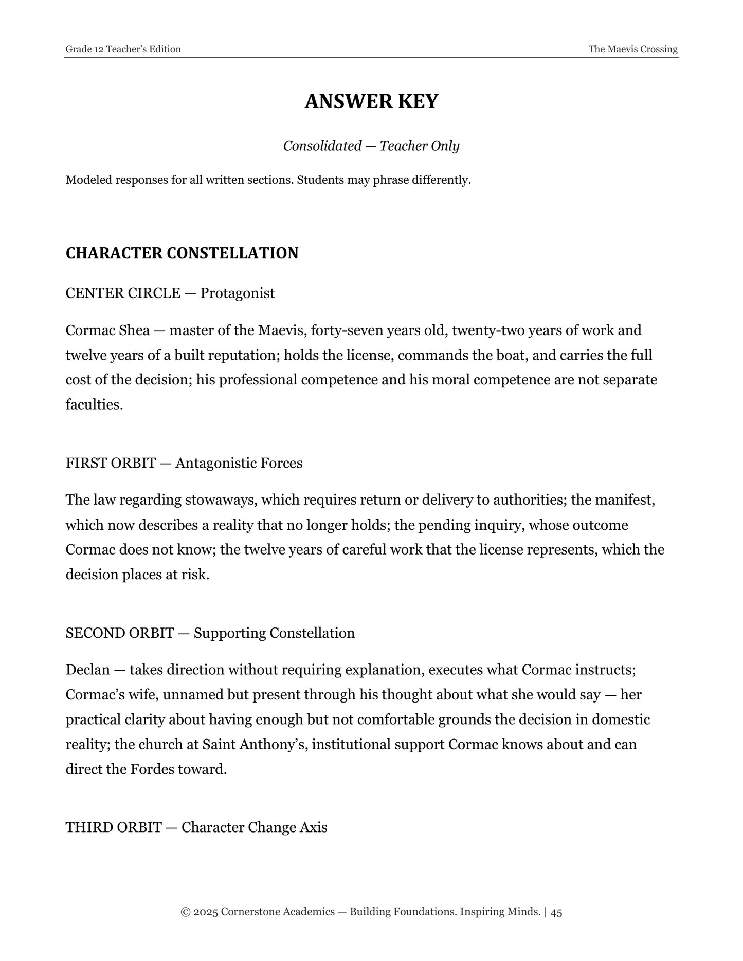 The Maevis Crossing | Grade 12 Classical Literature Packet | Cornerstone Academics