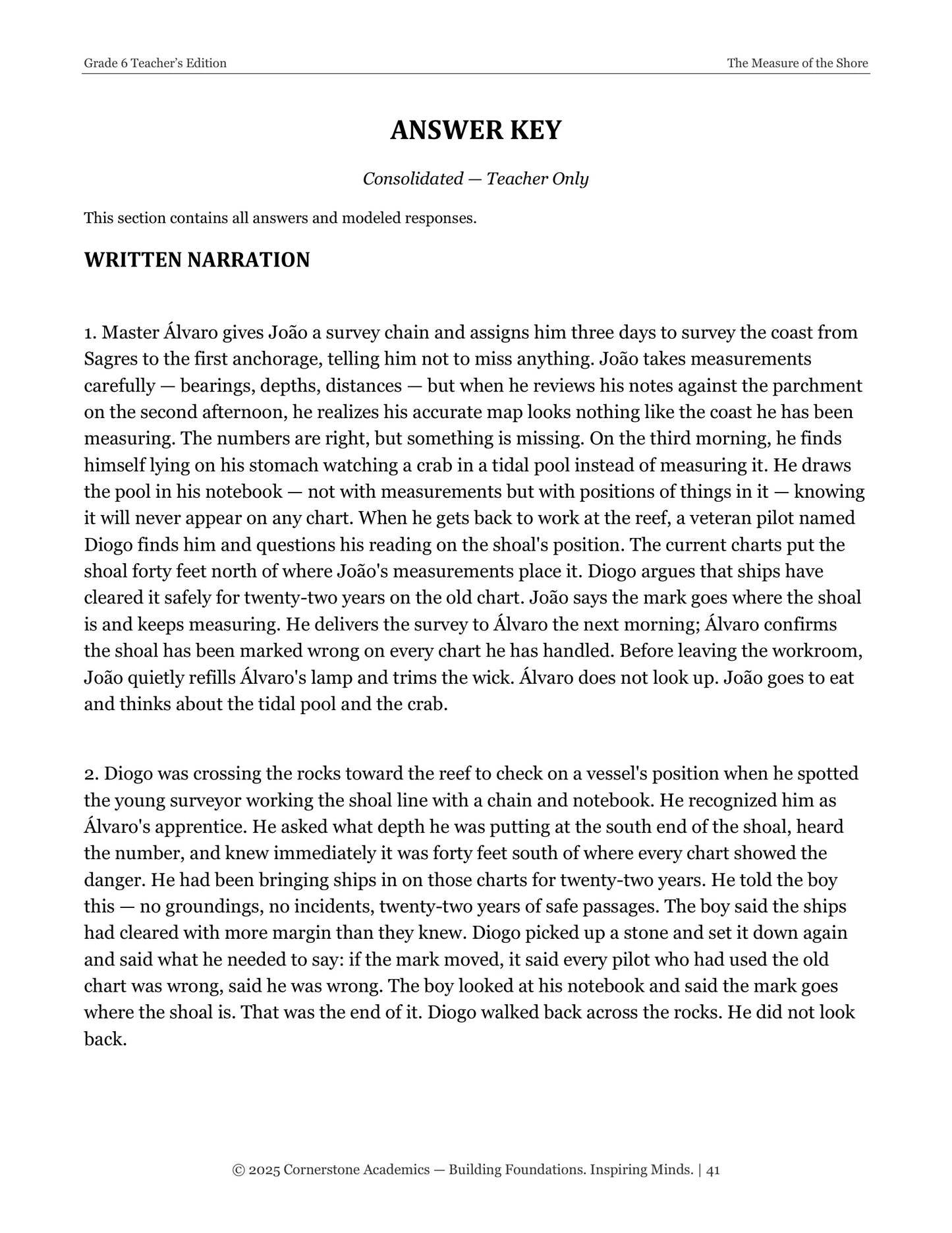The Measure of the Shore | Grade 6 Classical Literature Packet | Cornerstone Academics