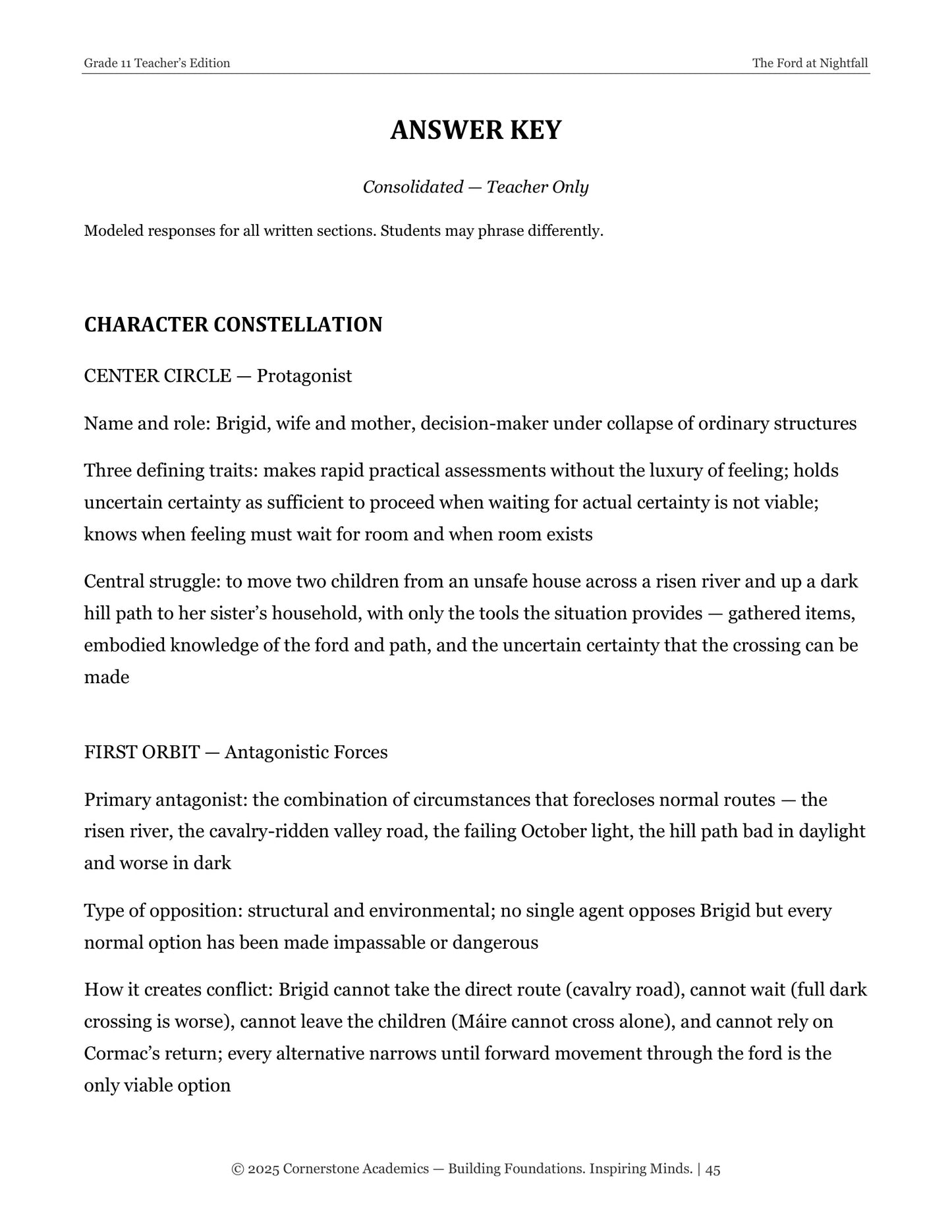 The Ford at Nightfall | Grade 11 Classical Literature Packet | Cornerstone Academics