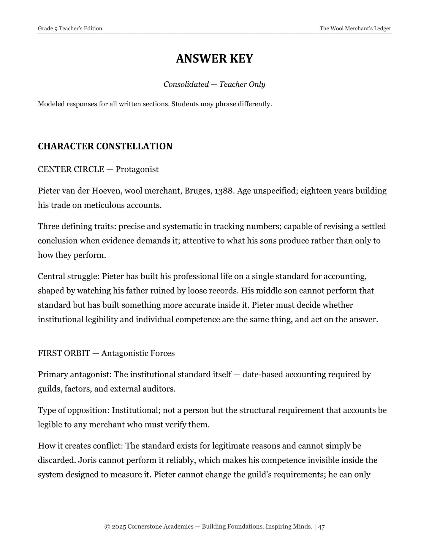 The Wool Merchant's Ledger | Grade 9 Classical Literature Packet | Cornerstone Academics