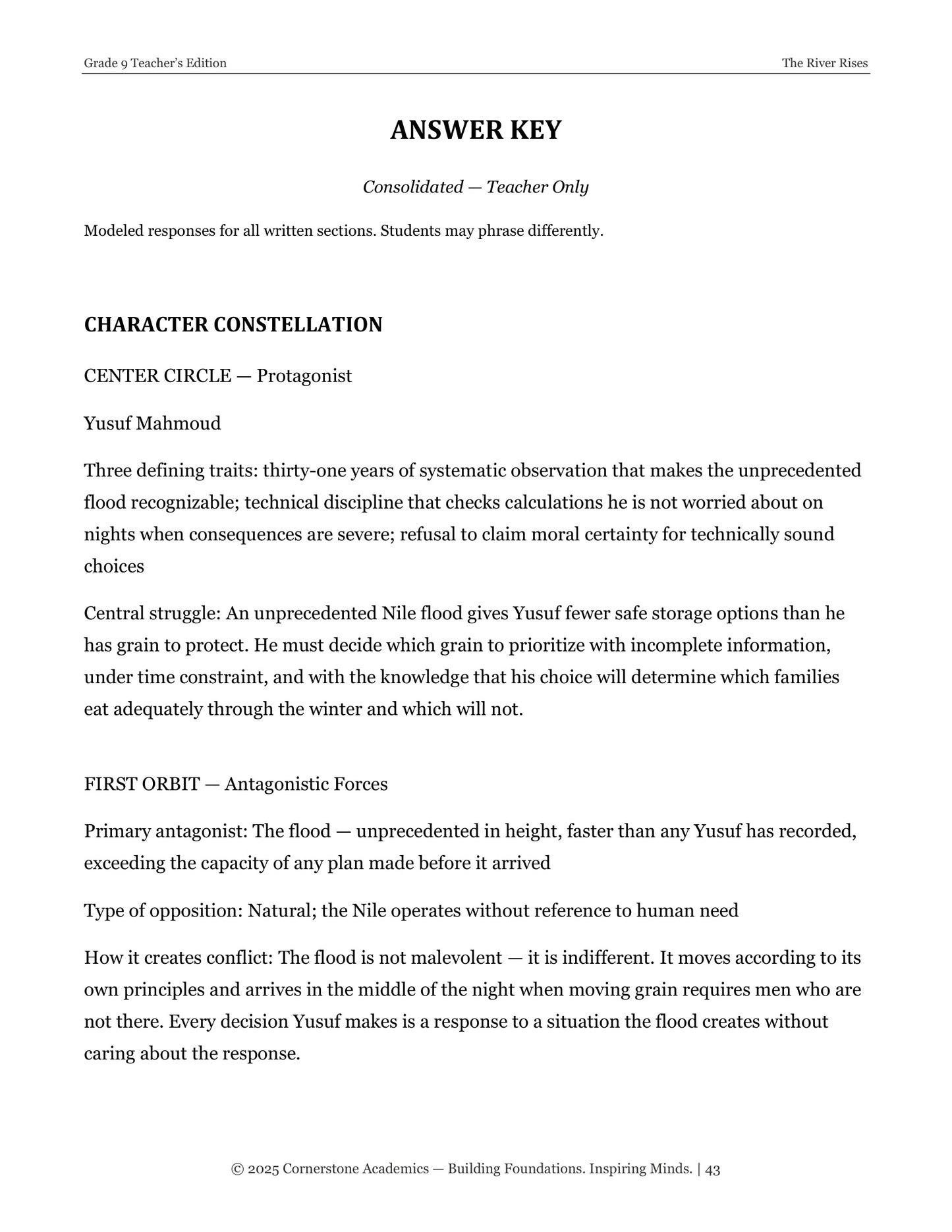 The River Rises | Grade 9 Classical Literature Packet | Cornerstone Academics