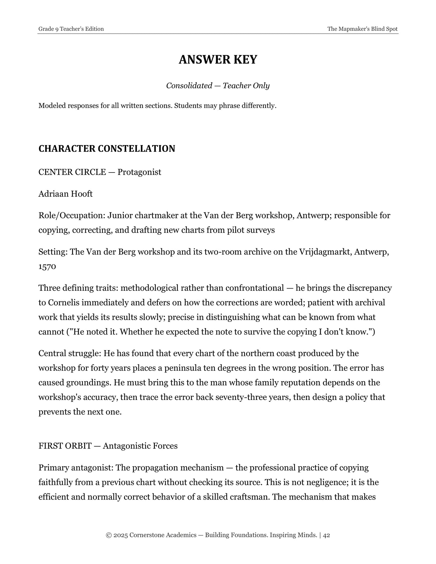 The Mapmaker's Blind Spot | Grade 9 Classical Literature Packet | Cornerstone Academics