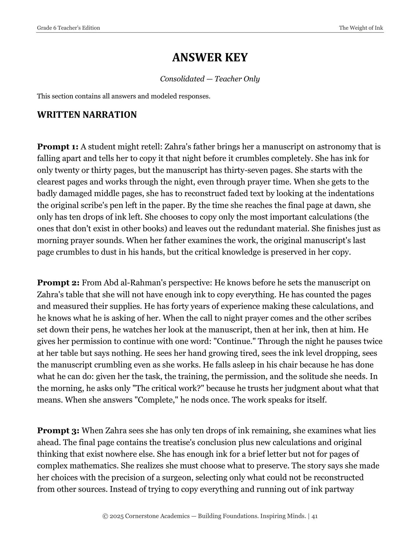 The Weight of Ink | Grade 6 Classical Literature Packet | Cornerstone Academics