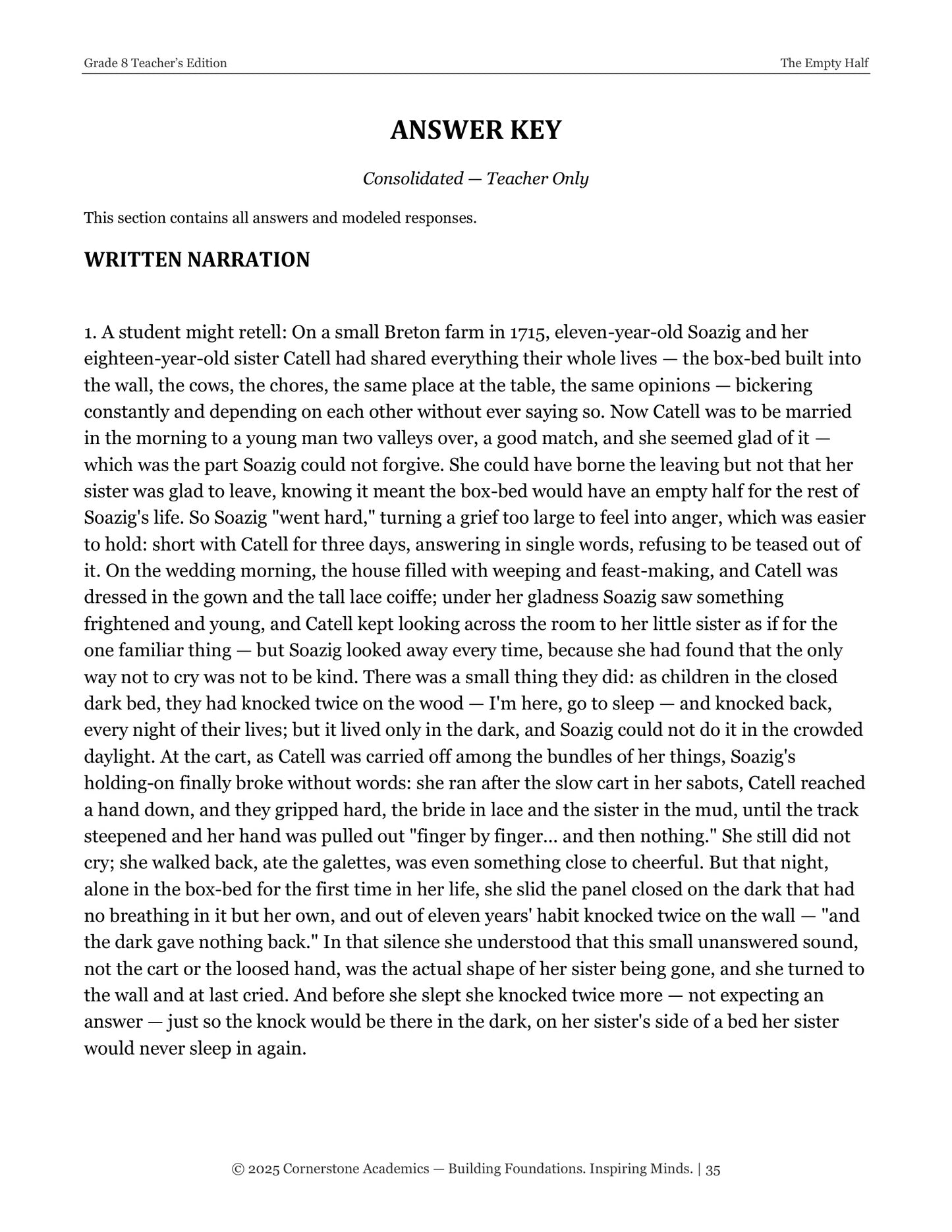 The Empty Half | Grade 8 Classical Literature Packet | Cornerstone Academics
