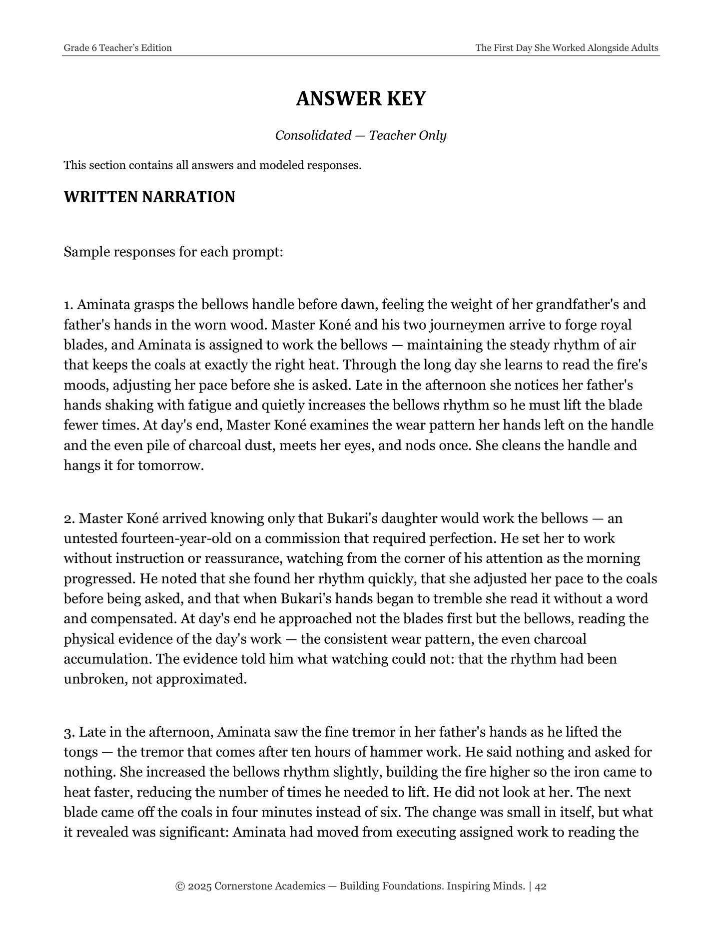 The First Day She Worked Alongside Adults | Grade 6 Classical Literature Packet | Cornerstone Academics