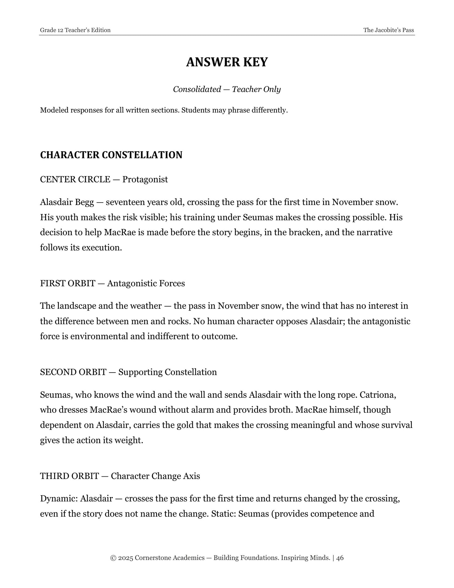 The Jacobite’s Pass | Grade 12 Classical Literature Packet | Cornerstone Academics
