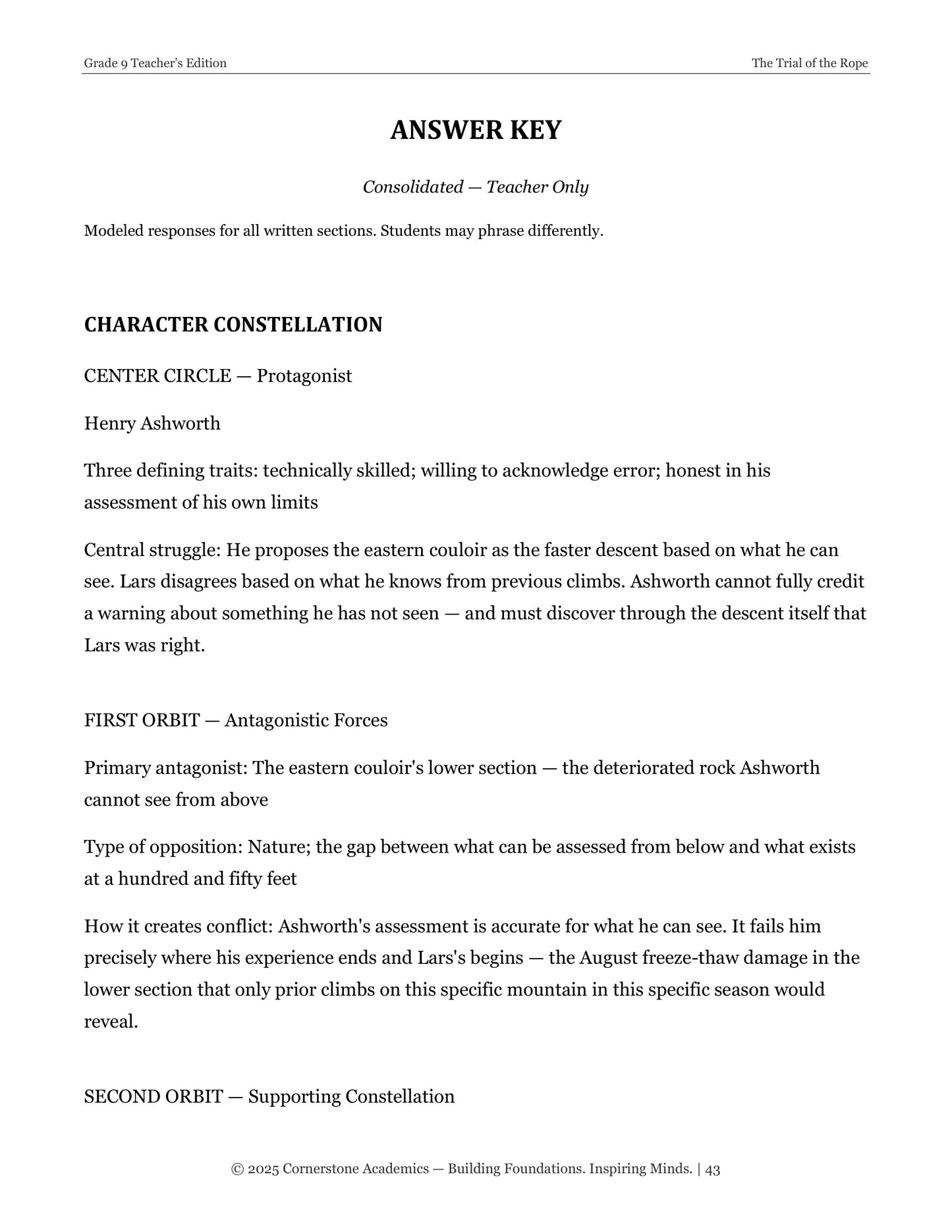 The Trial of the Rope | Grade 9 Classical Literature Packet | Cornerstone Academics