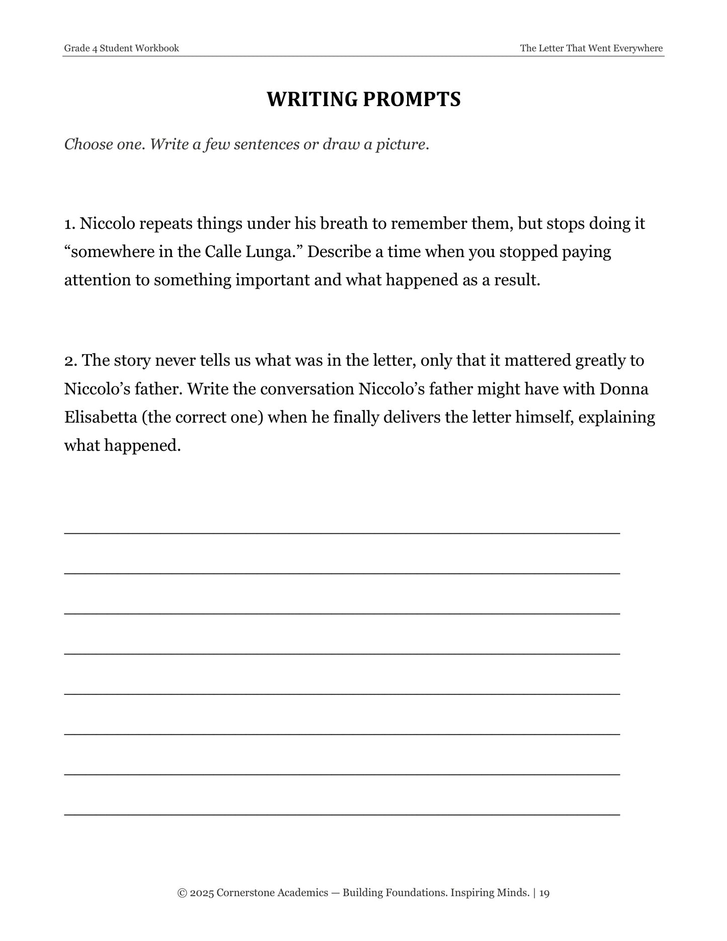 The Letter That Went Everywhere | Grade 4 Classical Literature Packet | Cornerstone Academics