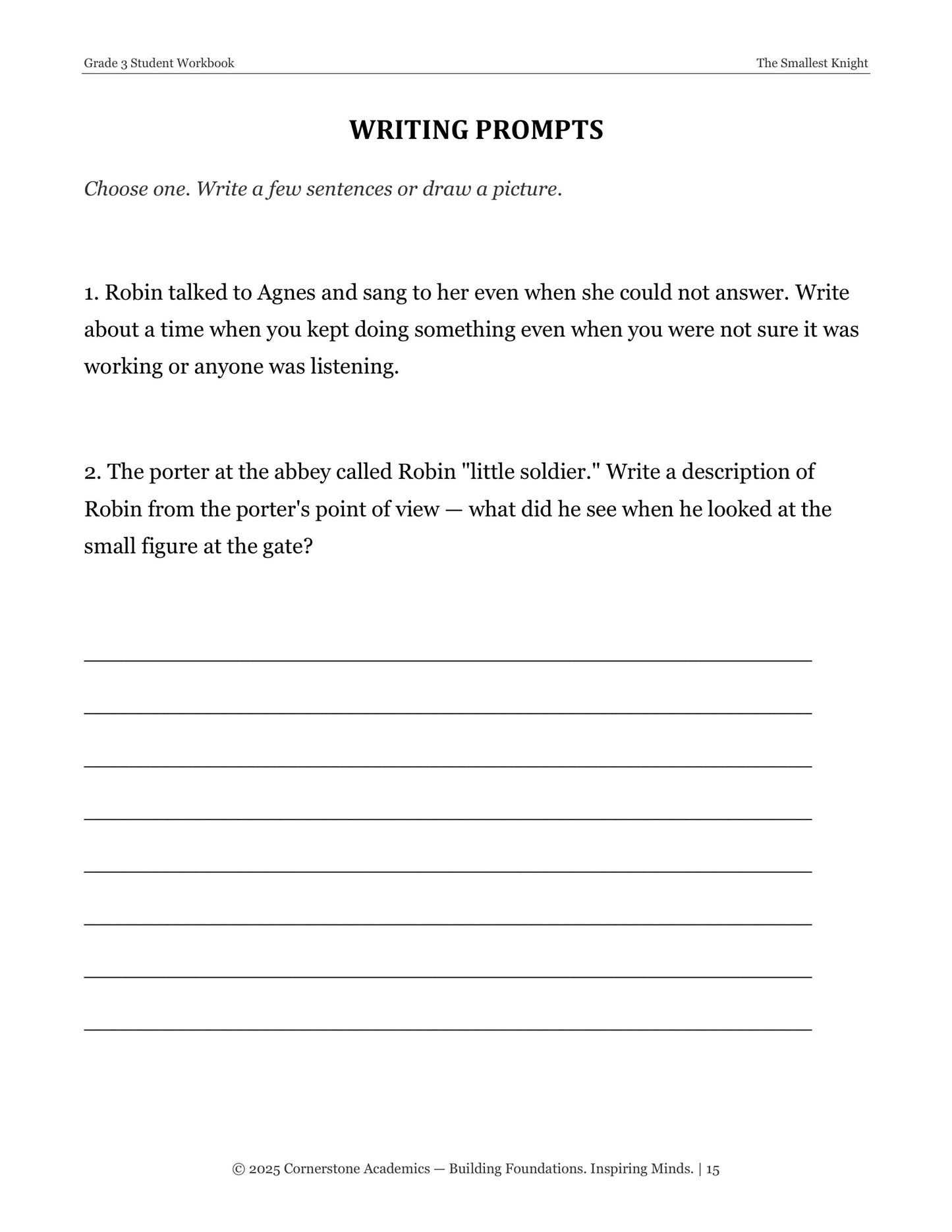 The Smallest Knight | Grade 3 Classical Literature Packet | Cornerstone Academics
