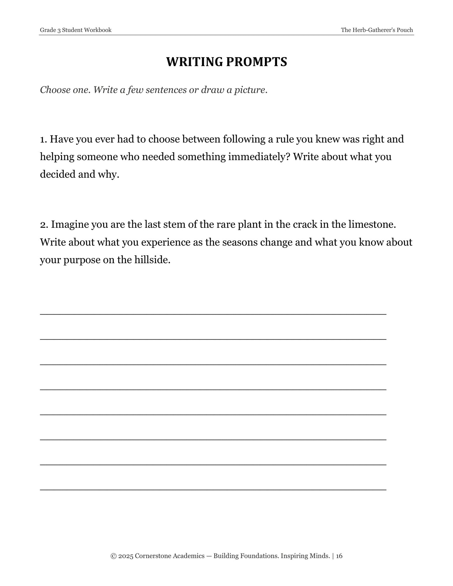 The Herb-Gatherer's Pouch | Grade 3 Classical Literature Packet | Cornerstone Academics