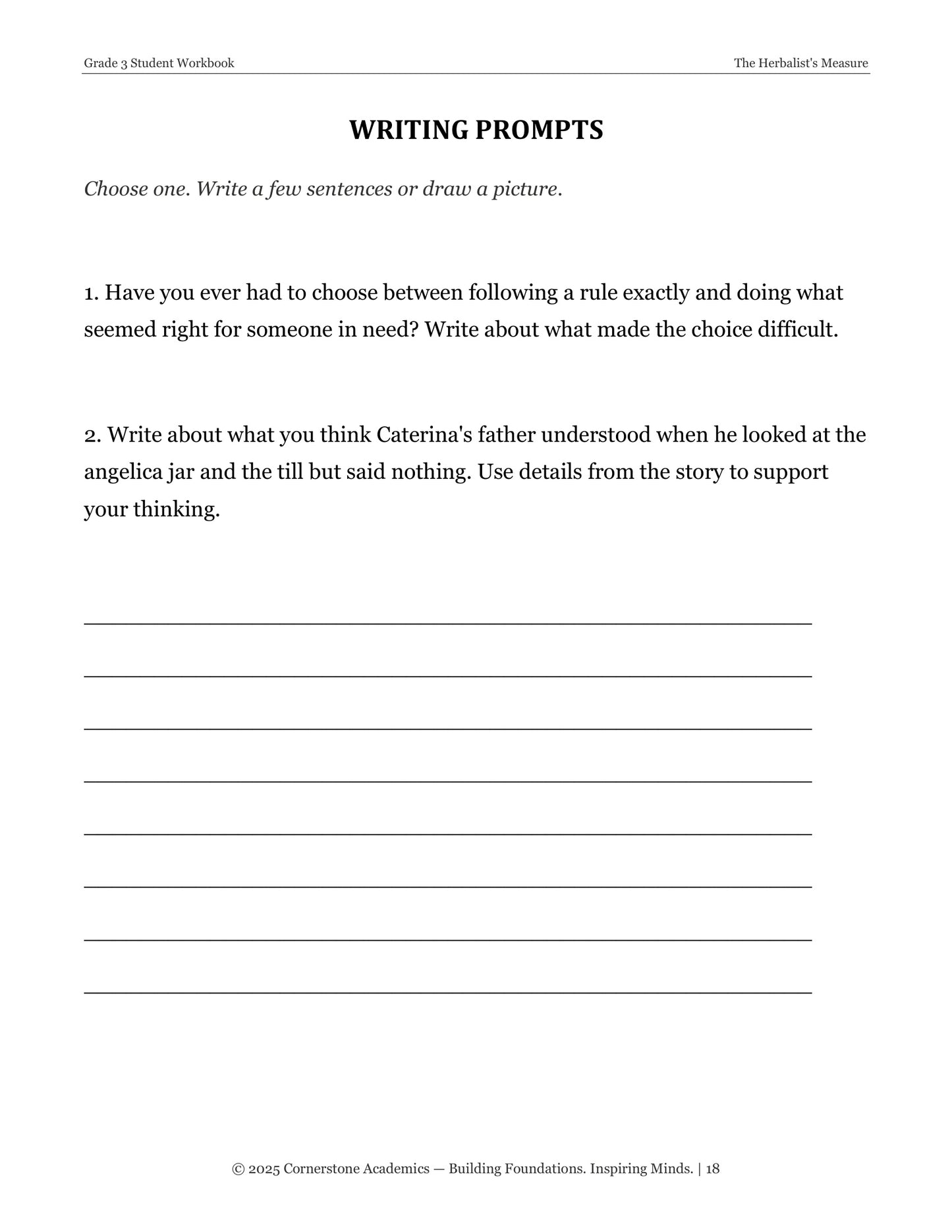The Herbalist's Measure | Grade 3 Classical Literature Packet | Cornerstone Academics