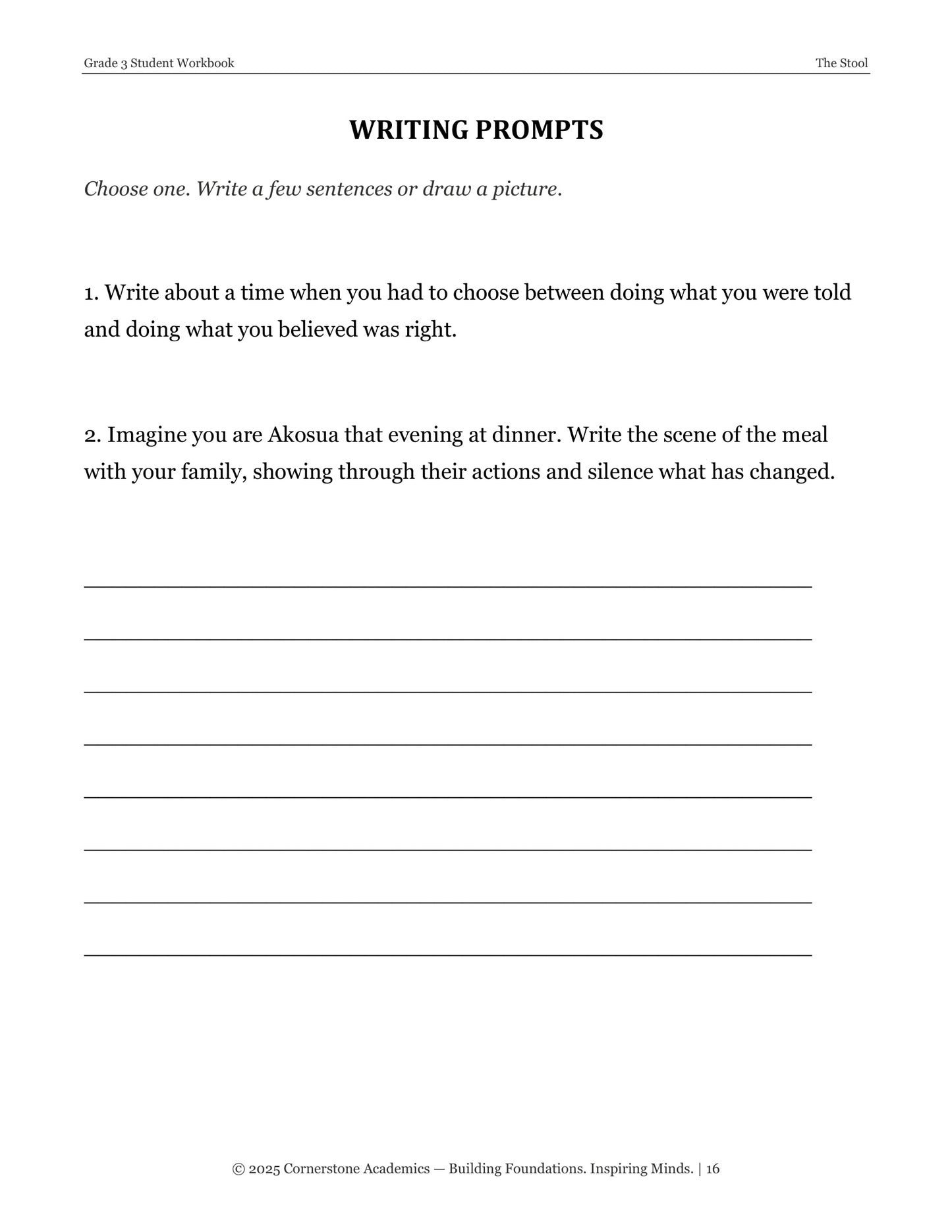 The Stool | Grade 3 Classical Literature Packet | Cornerstone Academics