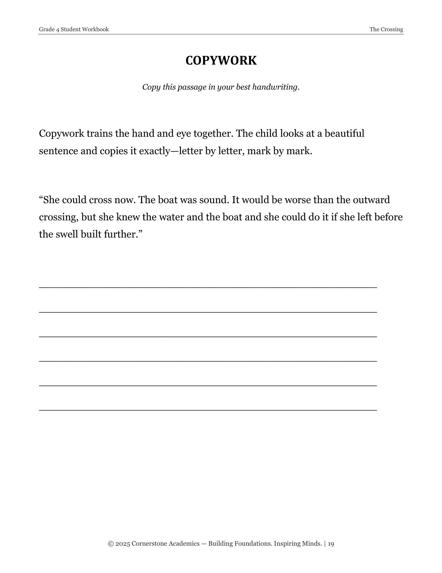 The Crossing | Grade 4 Classical Literature Packet | Cornerstone Academics