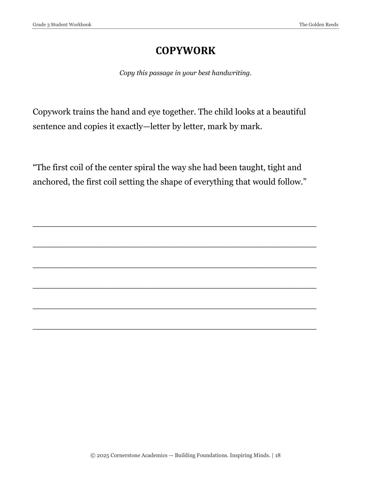 The Golden Reeds | Grade 3 Classical Literature Packet | Cornerstone Academics