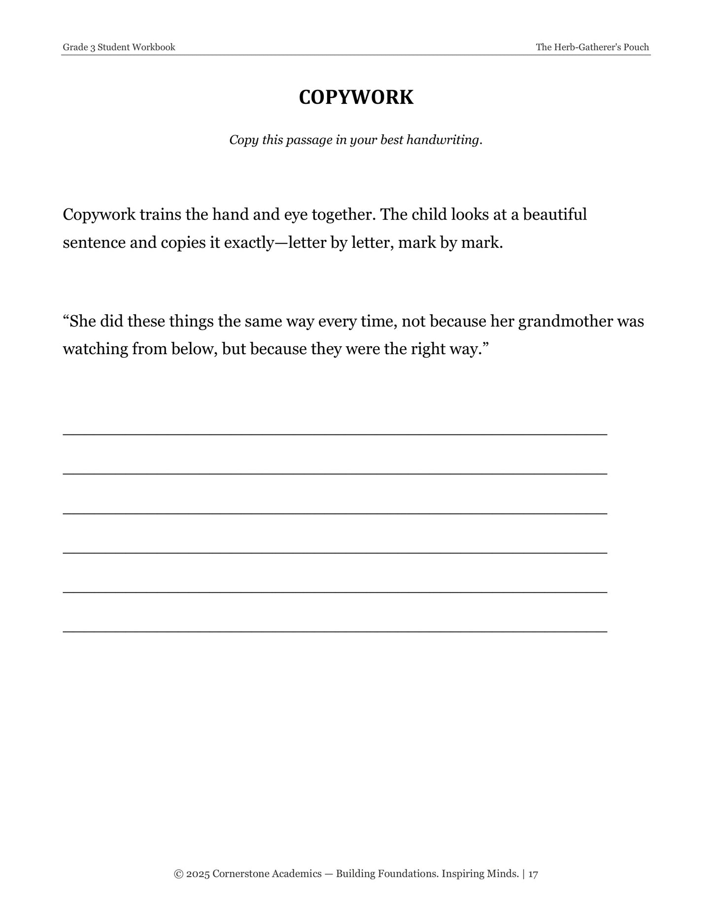 The Herb-Gatherer's Pouch | Grade 3 Classical Literature Packet | Cornerstone Academics