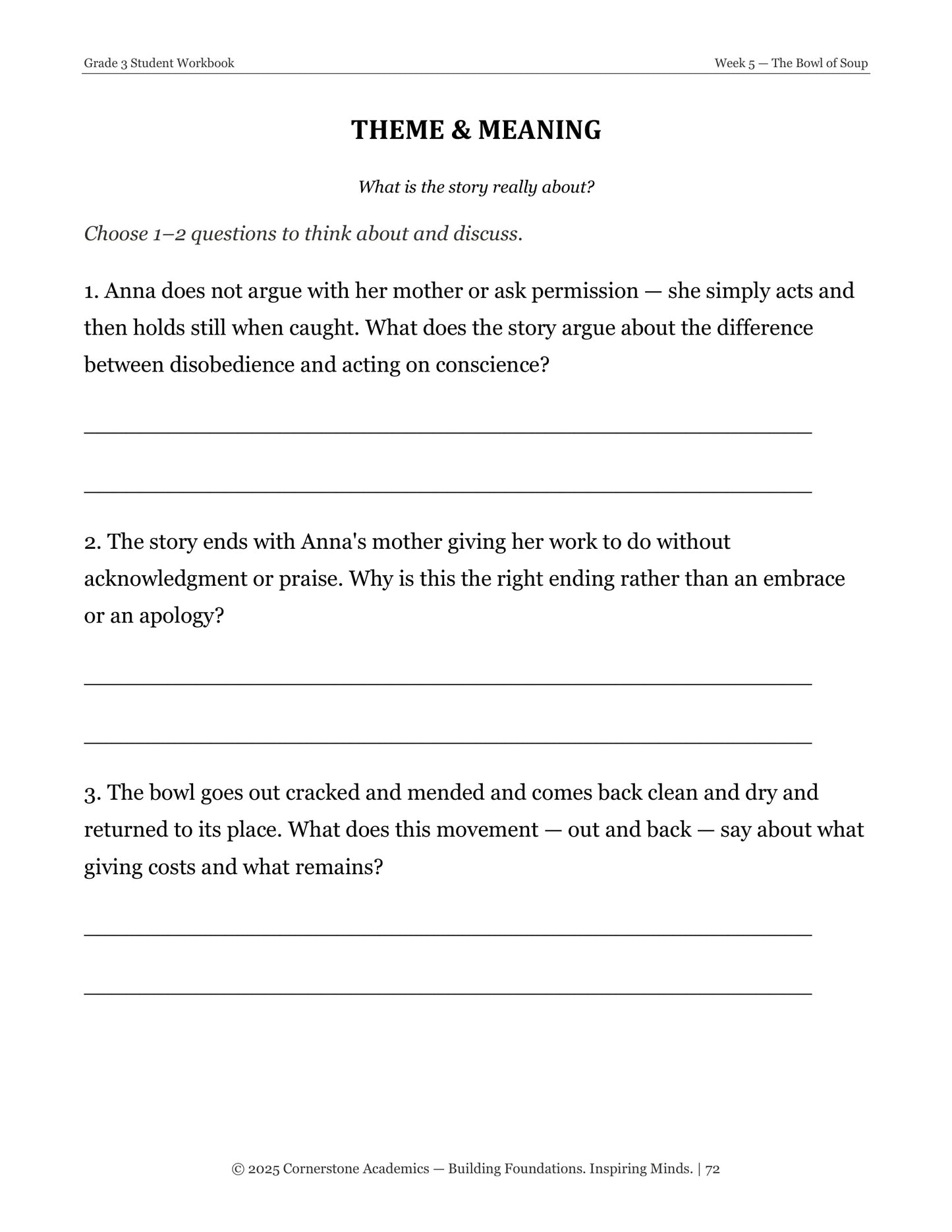 Vanguard Literature Grade 3 — Student Workbook Set | Cornerstone Academics