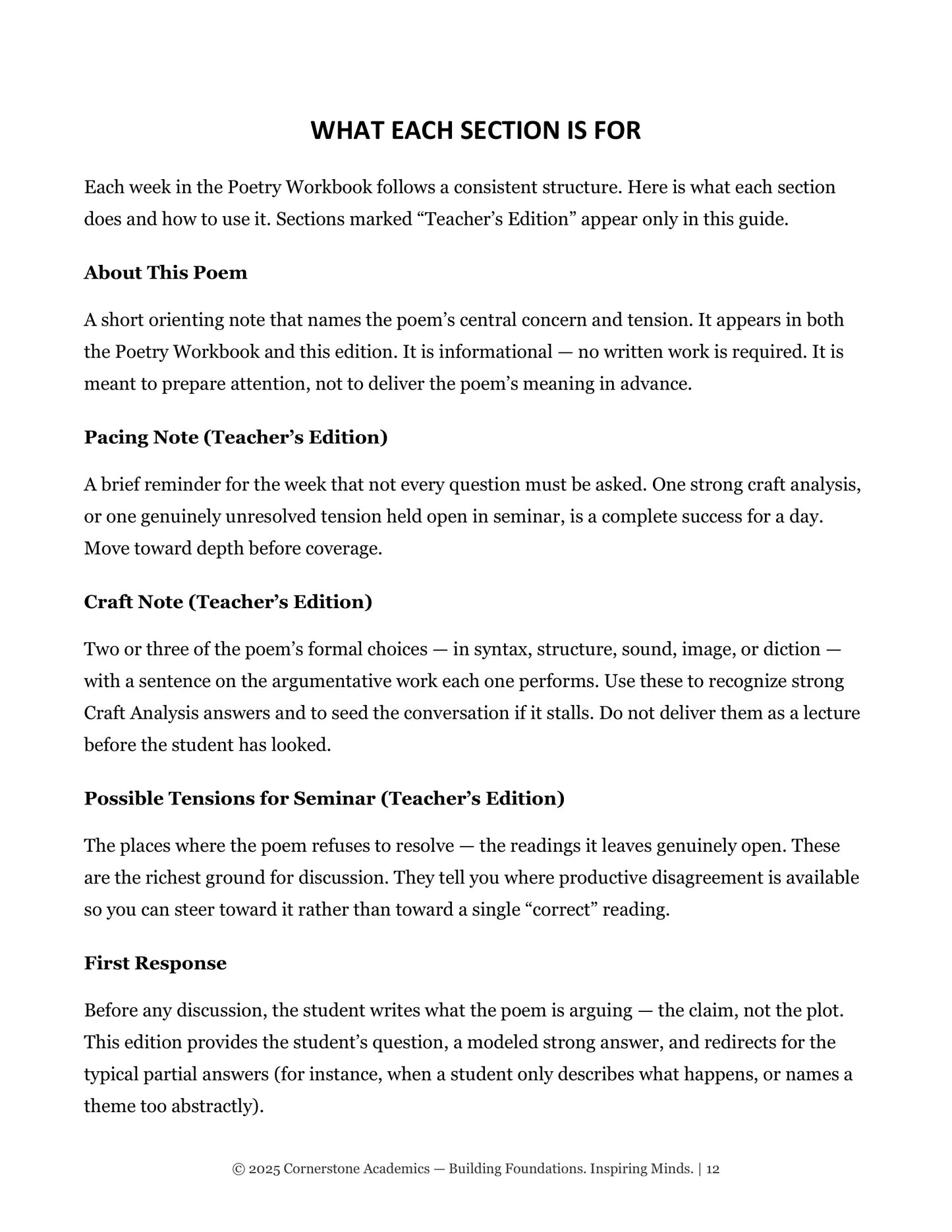 Poetry Companion Teacher’s Edition