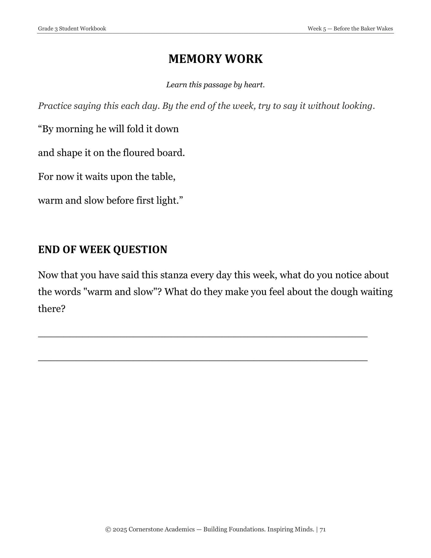 Vanguard Literature Grade 3 — Poetry Companion Student Workbook | Cornerstone Academics