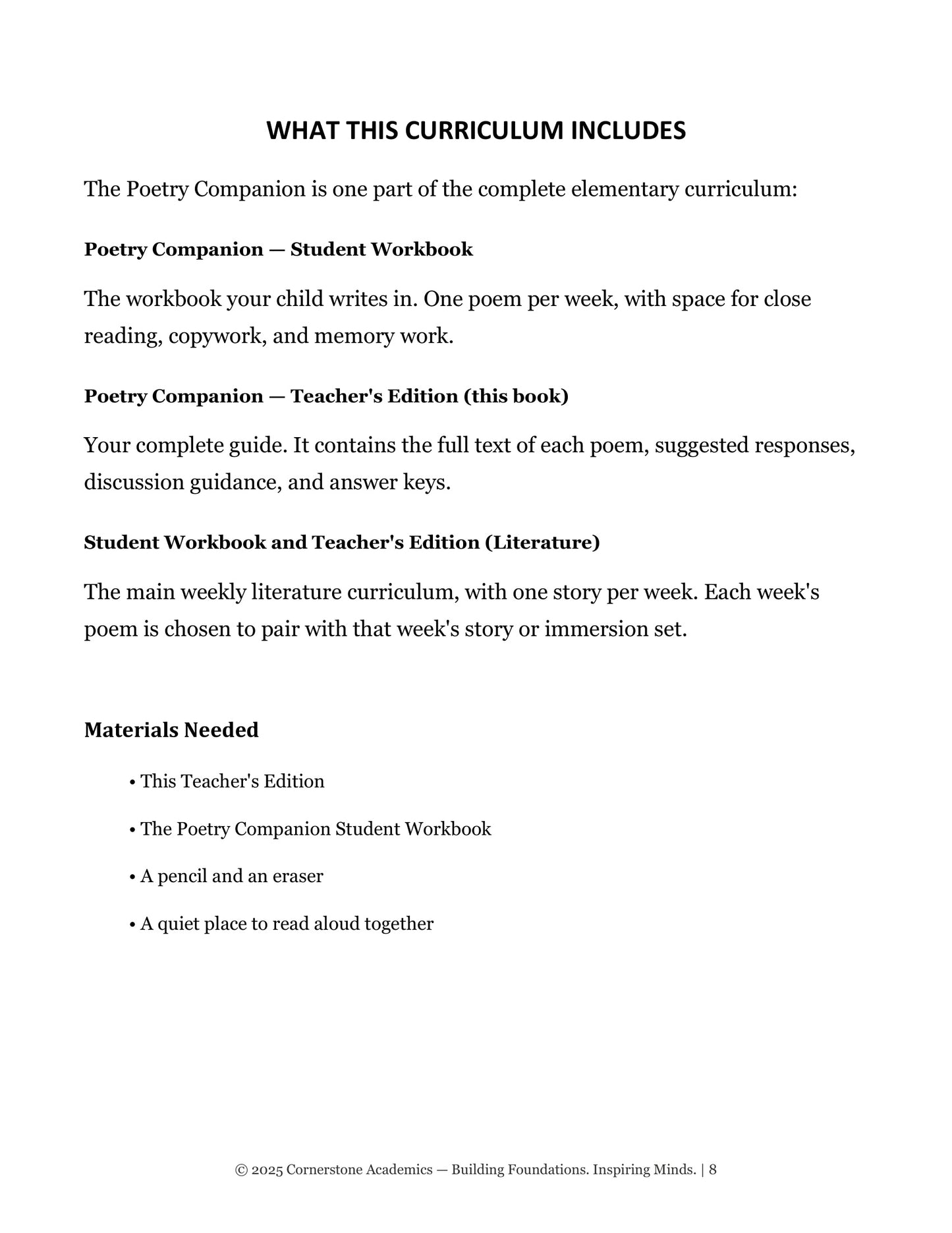 Sample page 7 from Grade 4 Literature Poetry Companion Teacher's Edition, Grade 4 homeschool curriculum