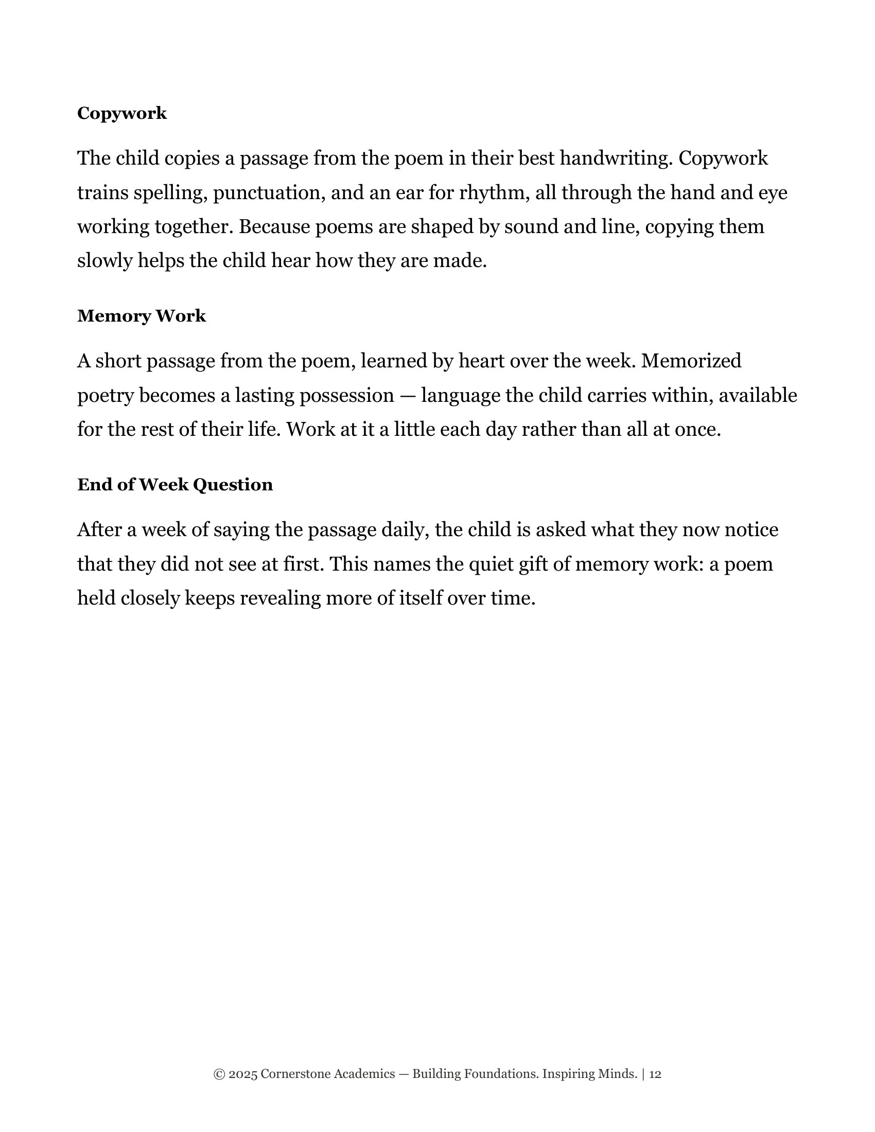 Sample page 11 from Grade 4 Literature Poetry Companion Teacher's Edition, Grade 4 homeschool curriculum