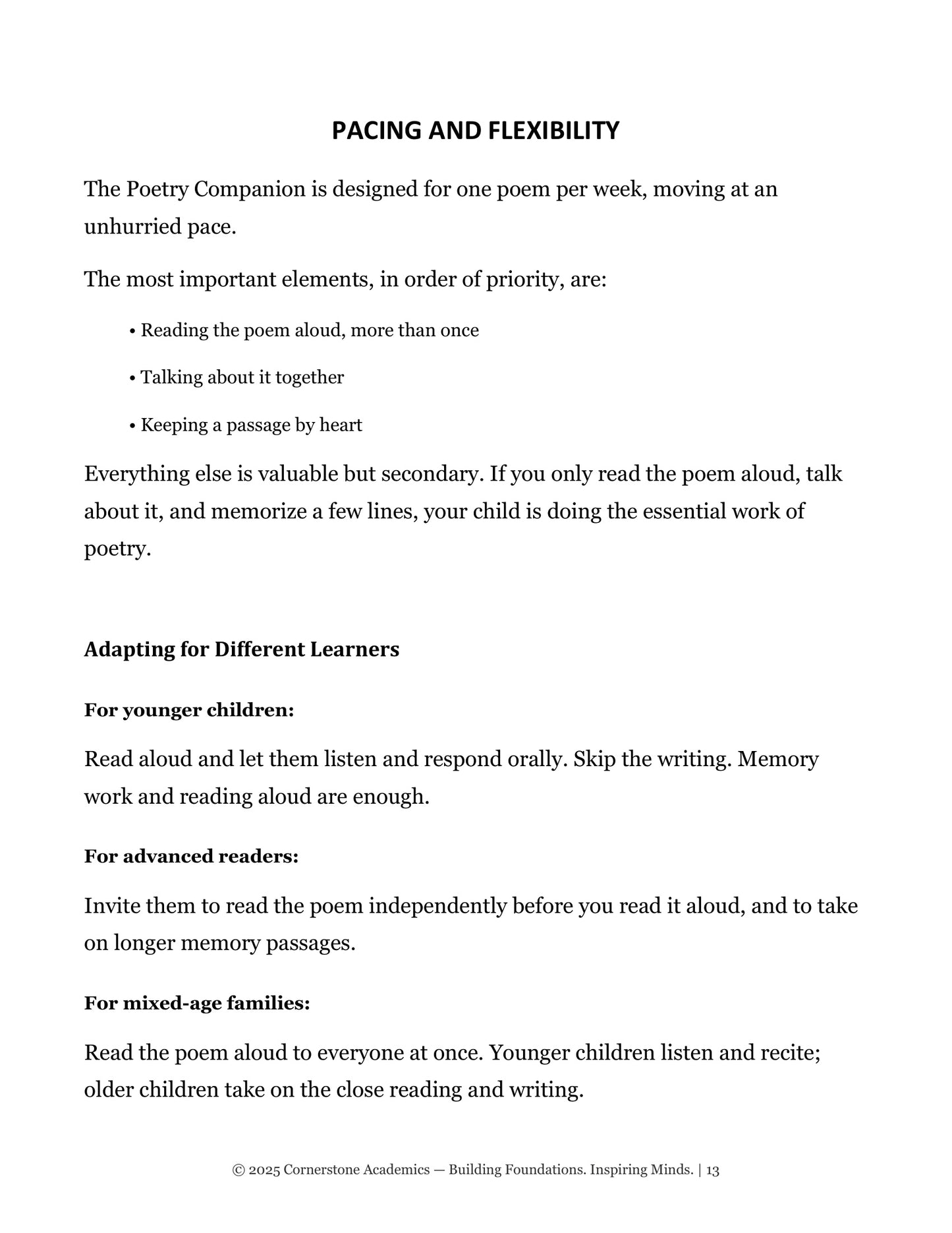 Sample page 12 from Grade 4 Literature Poetry Companion Teacher's Edition, Grade 4 homeschool curriculum