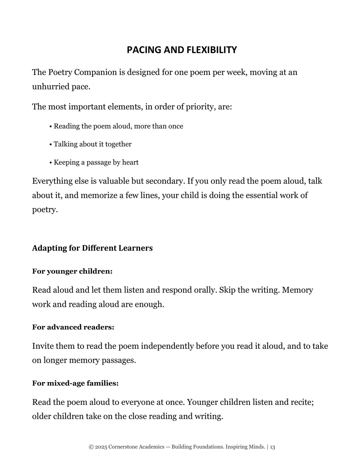 Sample page 12 from Grade 4 Literature Poetry Companion Teacher's Edition, Grade 4 homeschool curriculum