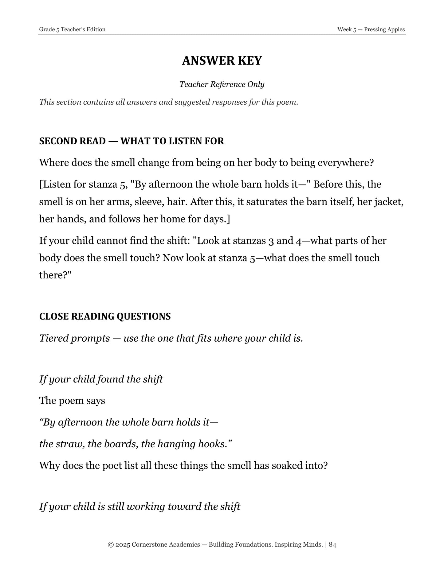 Vanguard Literature Grade 5 — Poetry Companion Teacher's Edition | Cornerstone Academics