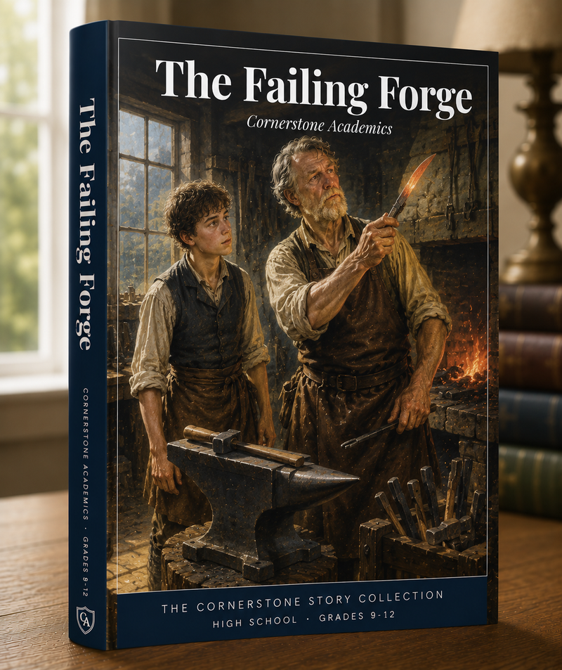 Front cover of The Failing Forge & The Cold Catch, a Grades 9-12 story collection from Cornerstone Academics