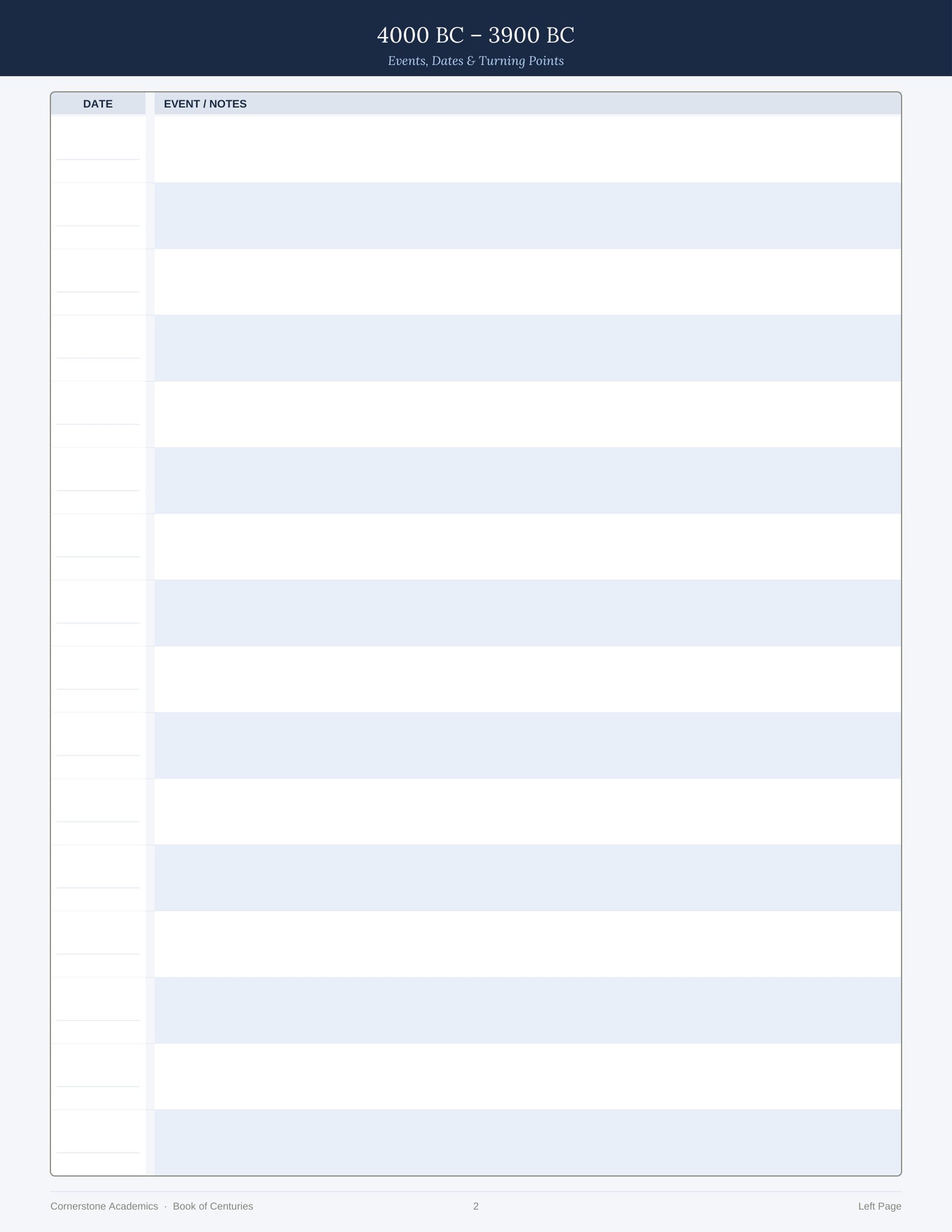Cornerstone Academics Book of Centuries – Classical Homeschool History Timeline Notebook (Free)