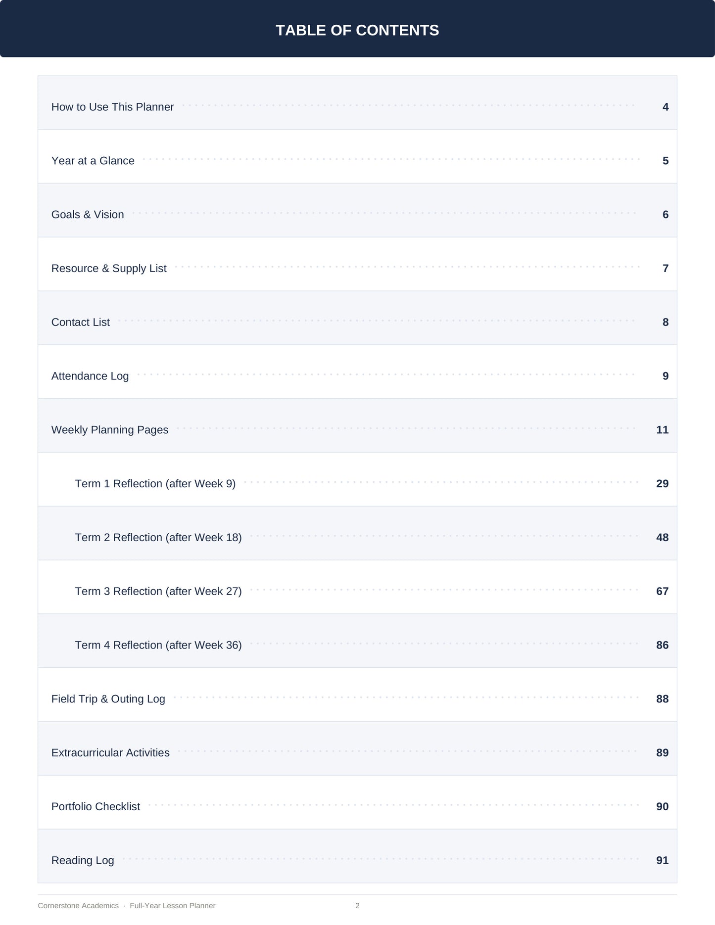 Cornerstone Academics Multi-Child Lesson Planner – 4 Students (Free)