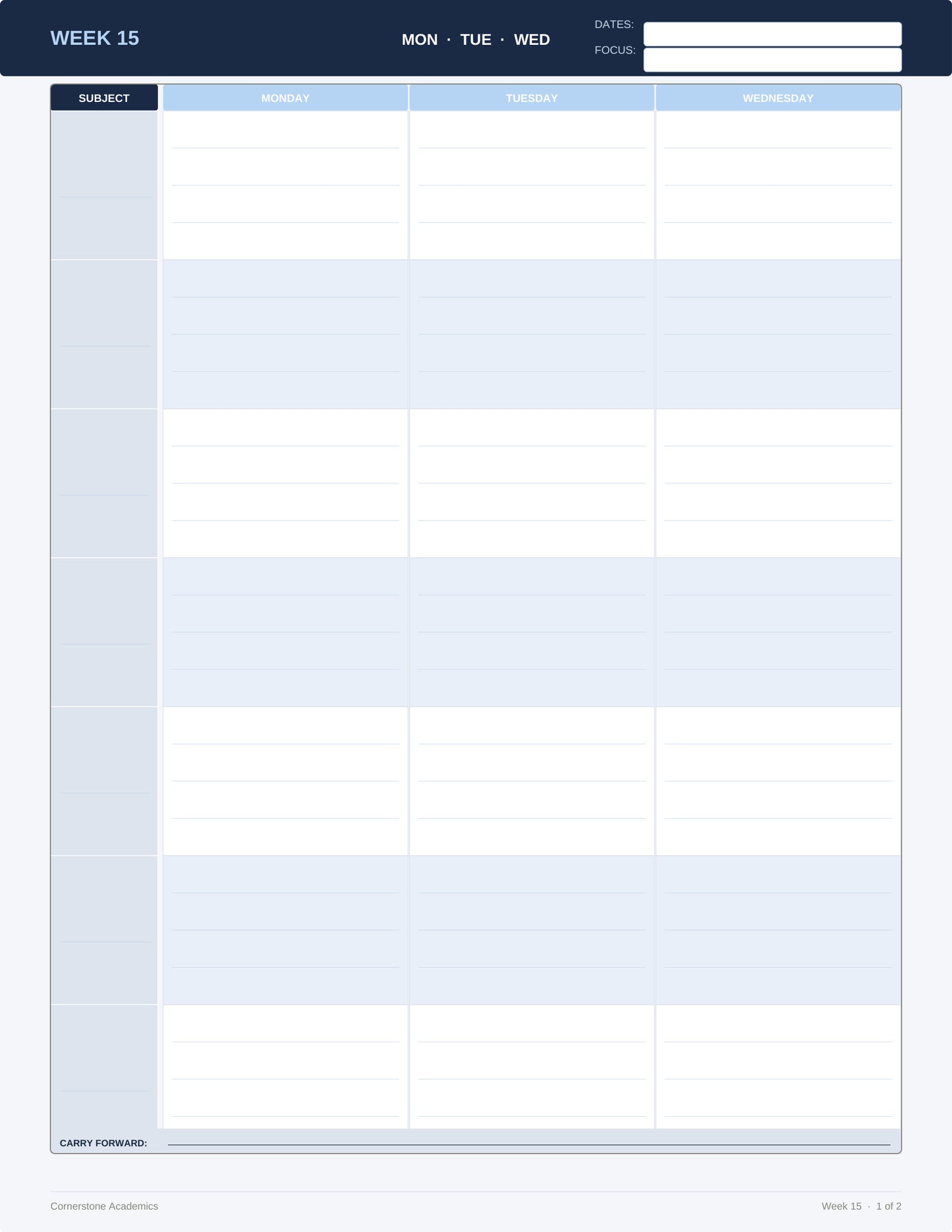 Cornerstone Academics Full-Year Lesson Planner – Classical Homeschool Edition (Free)