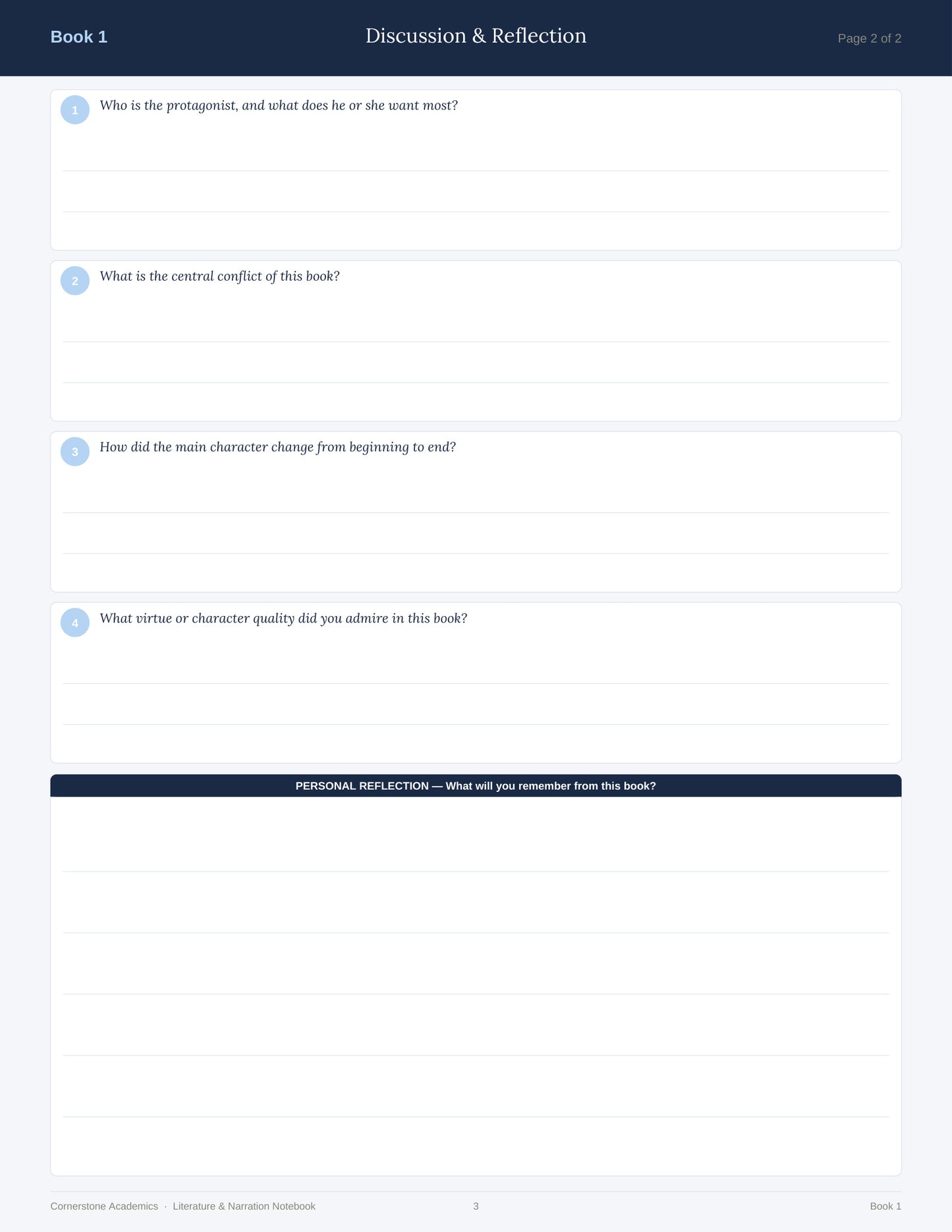 Cornerstone Academics Literature & Narration Notebook – Classical Homeschool Edition (Free)