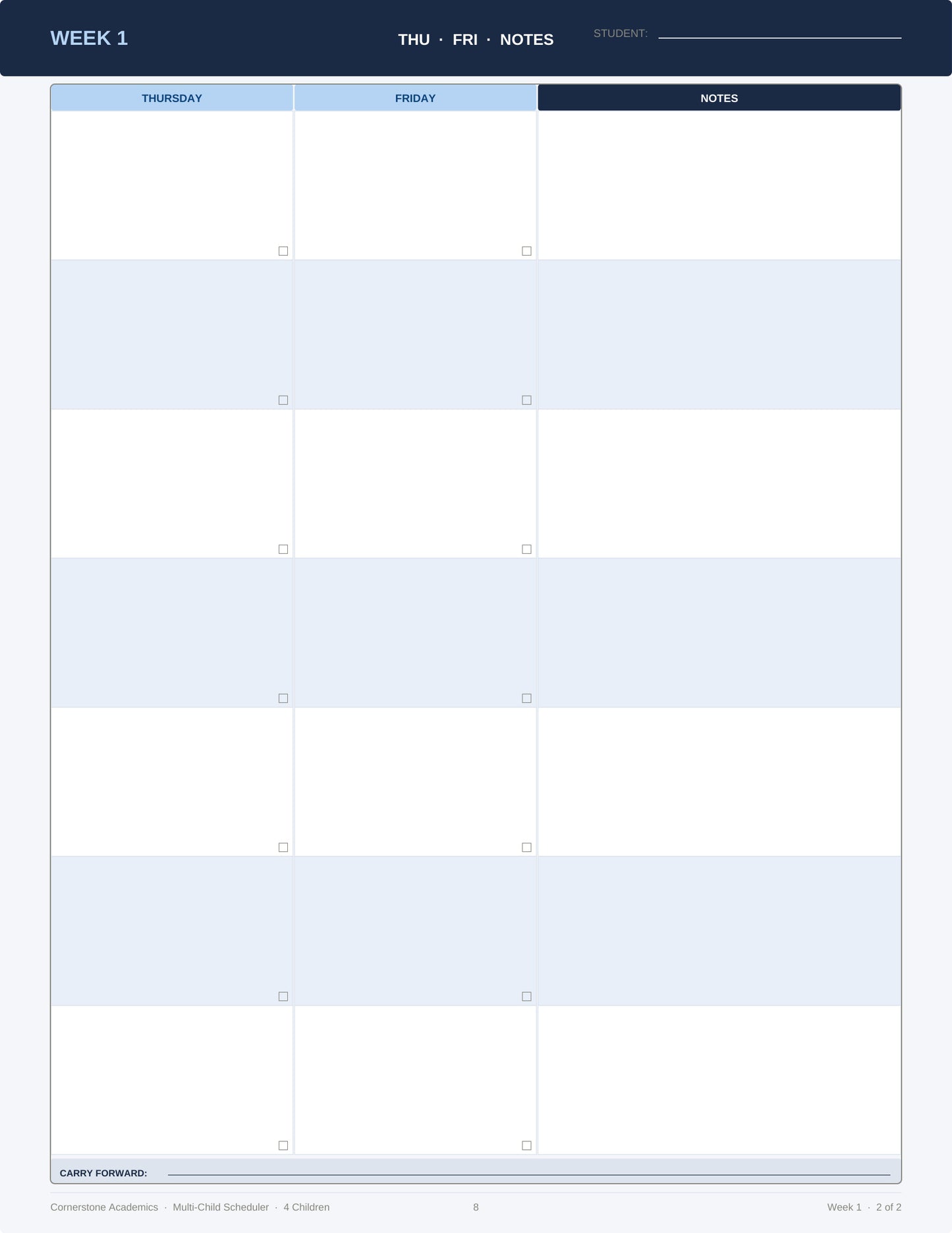 Cornerstone Academics Multi-Child Lesson Planner – 4 Students (Free)