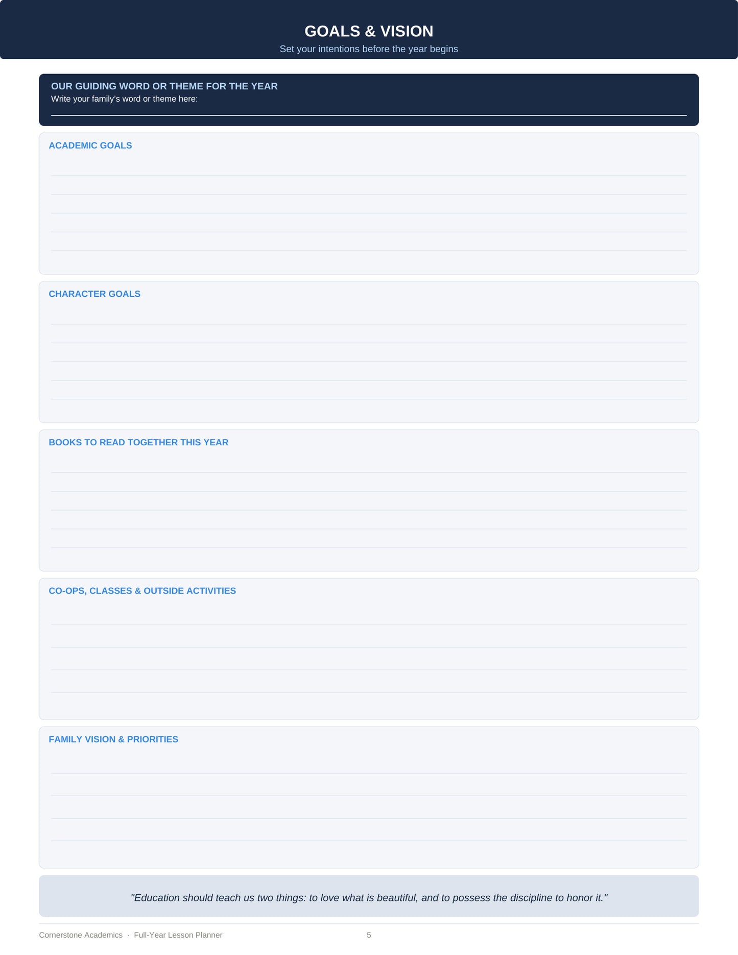 Cornerstone Academics Multi-Child Lesson Planner – 4 Students (Free)